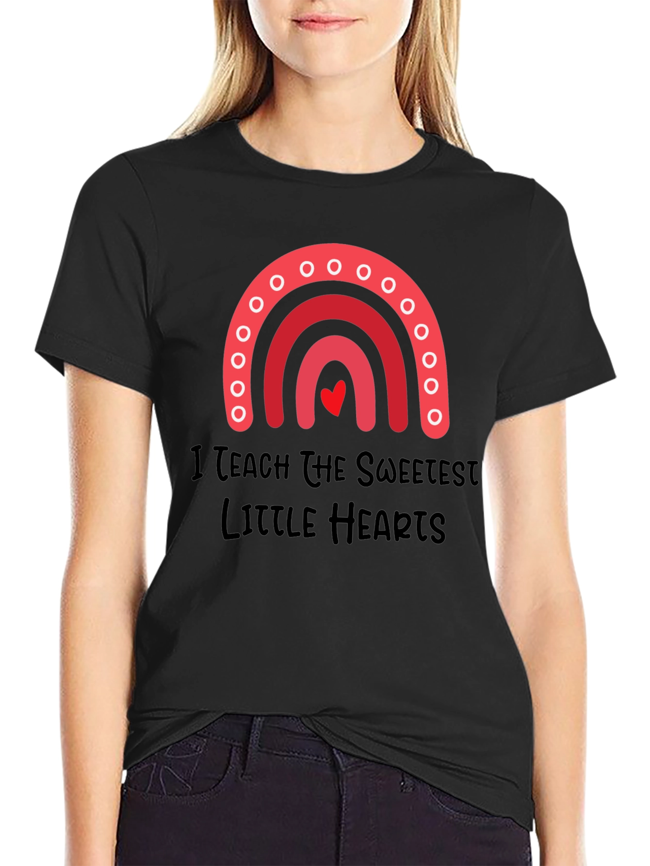 Sweetest Hearts Teacher T-Shirt - Black
