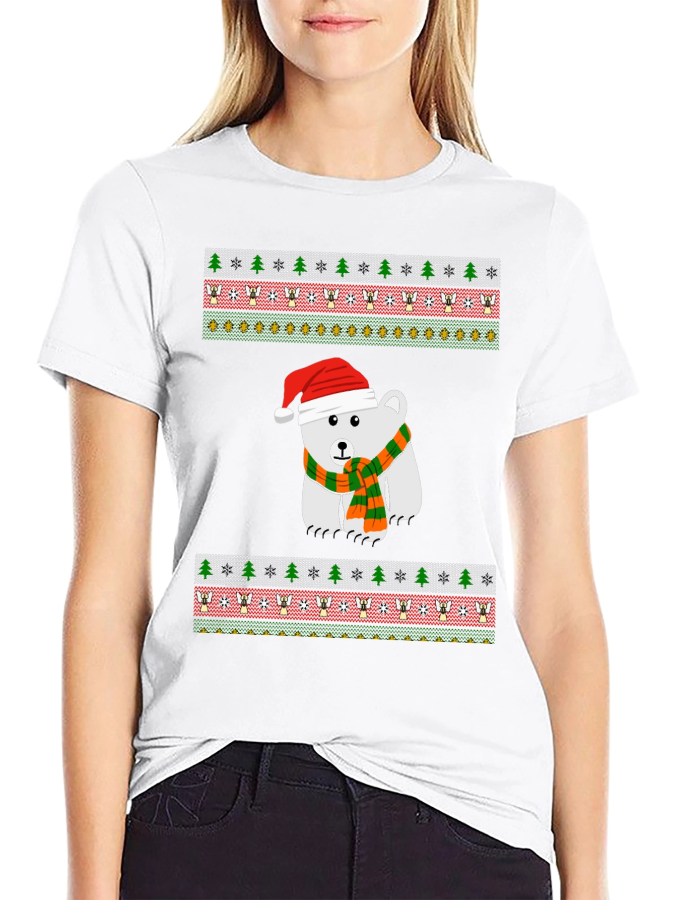 Festive Polar Bear Ugly Christmas T-Shirt