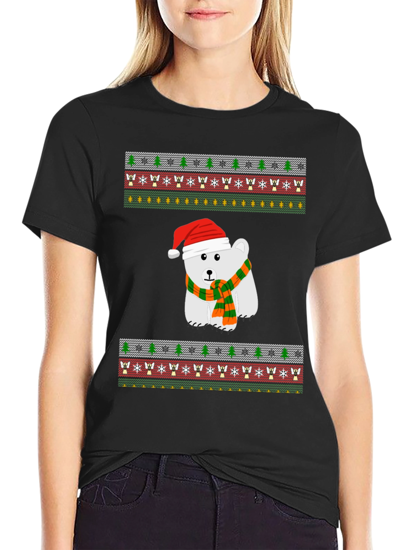 Festive Polar Bear Ugly Christmas T-Shirt