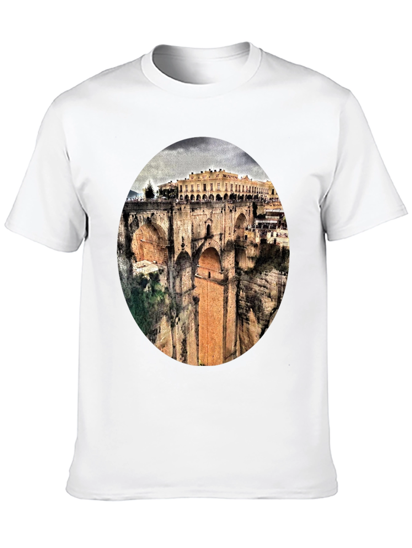 Ronda Bridge View Graphic Tee - Black Cotton T-Shirt