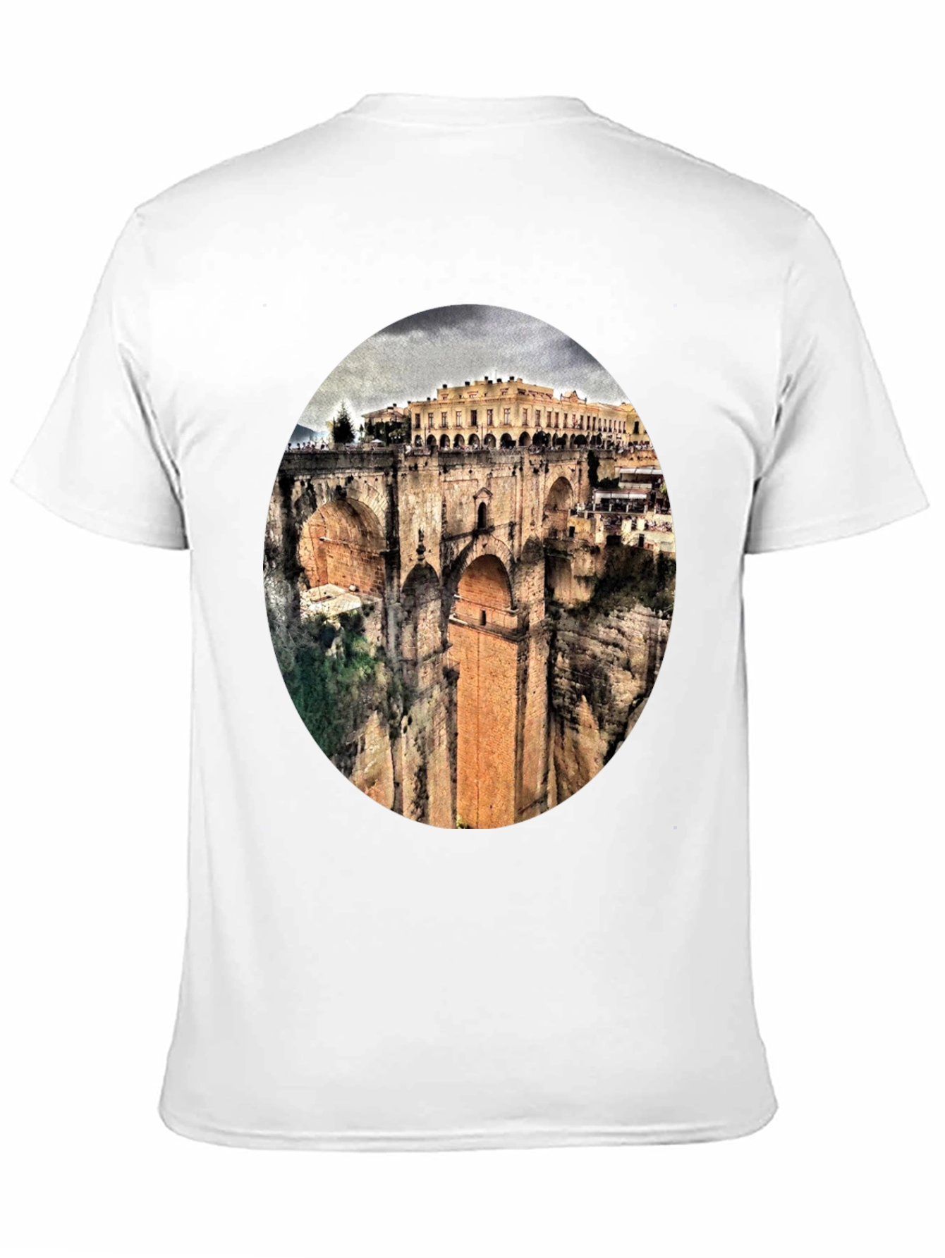 Ronda Bridge View Graphic Tee - Black Cotton T-Shirt