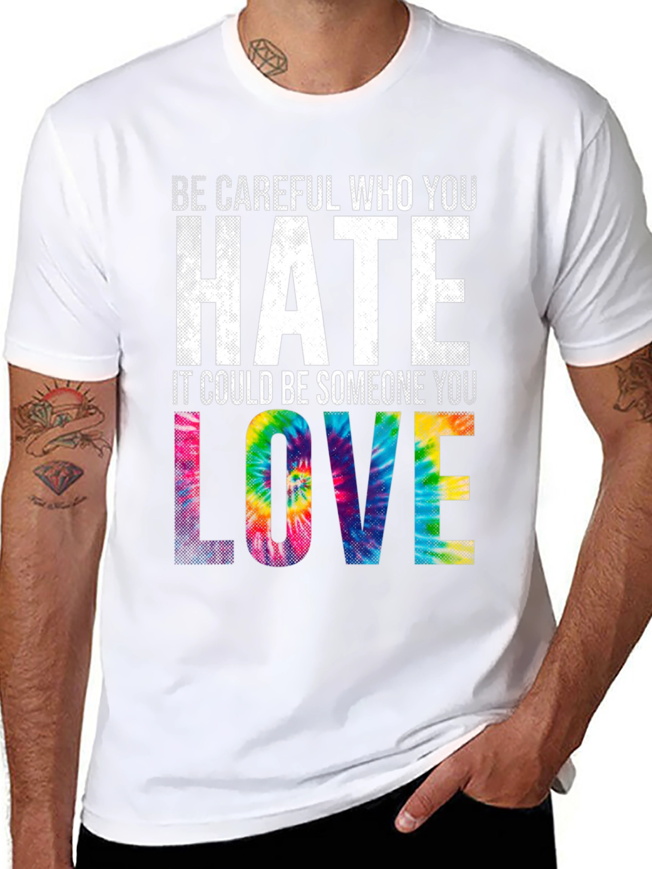 Be Careful Who You Hate Tie Dye Graphic T-Shirt