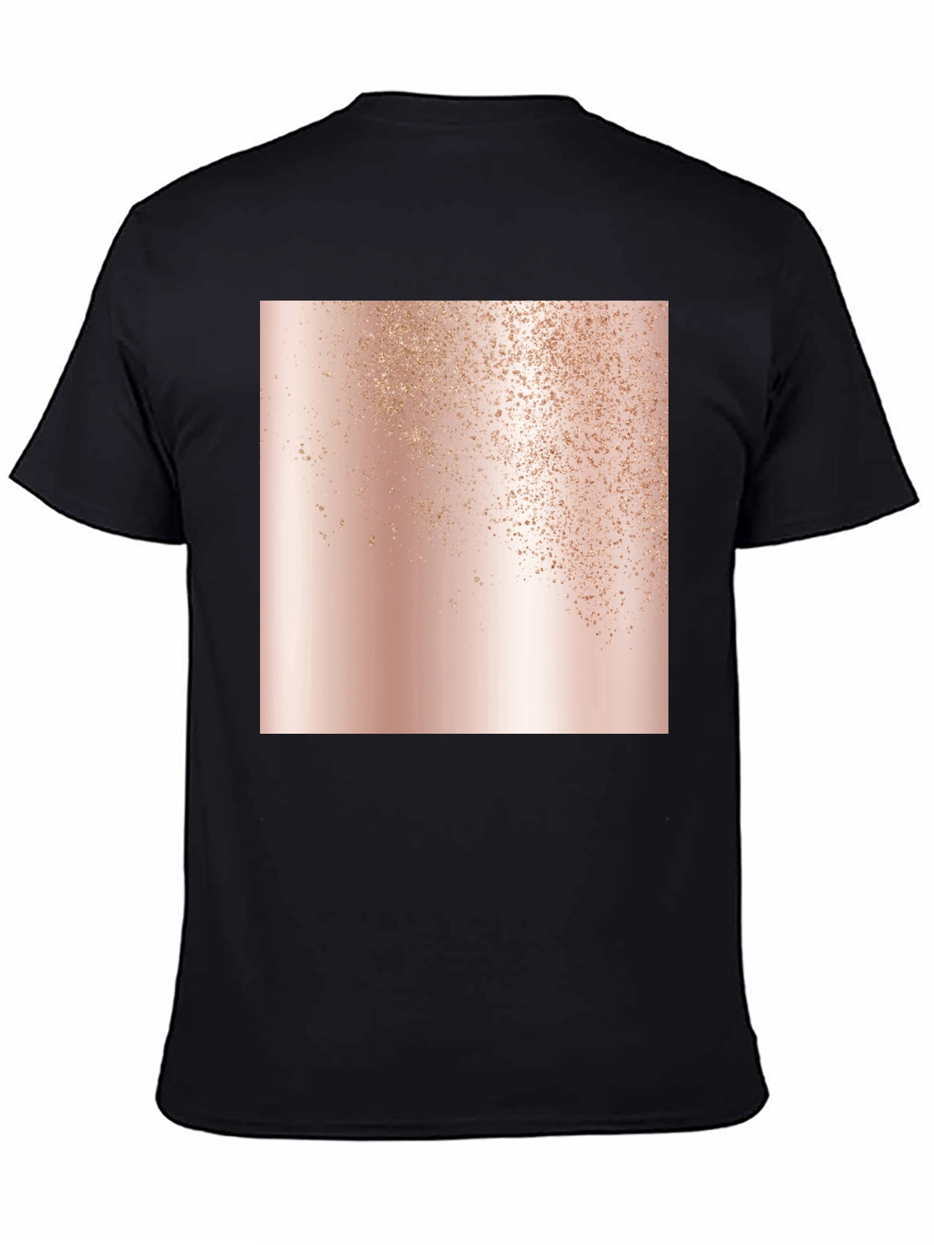 Stylish Black Tee with Abstract Rose Gold Graphic