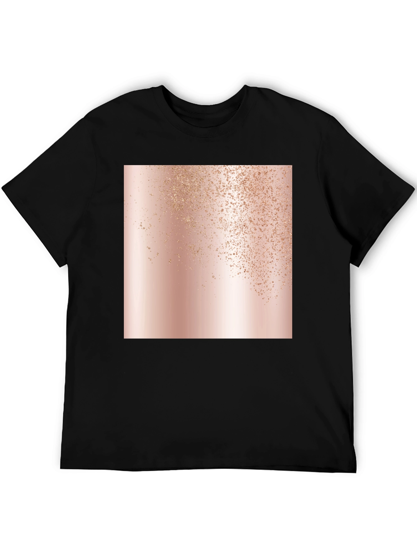 Stylish Black Tee with Abstract Rose Gold Graphic