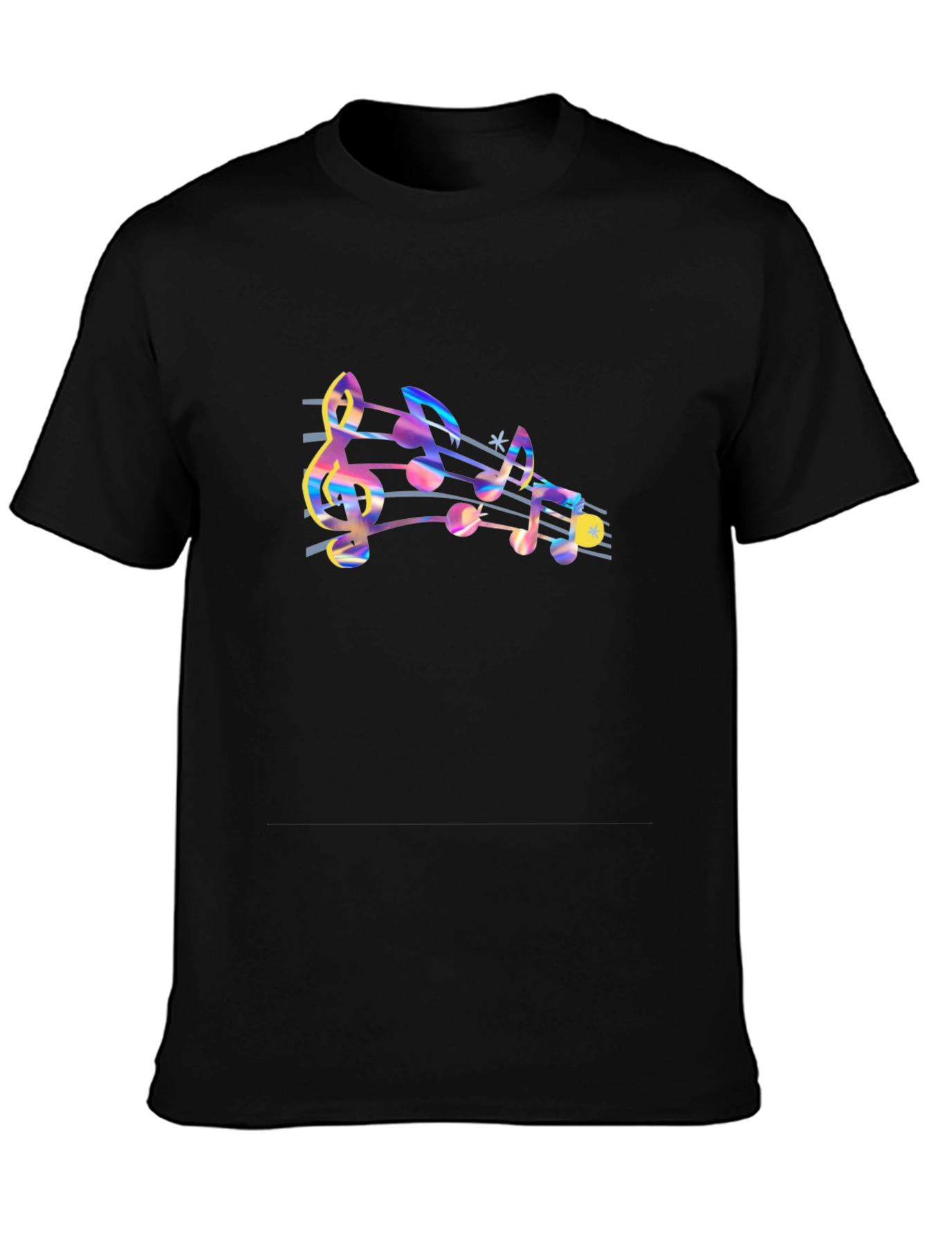 Musical Notes Graphic Tee - Black Cotton Comfort