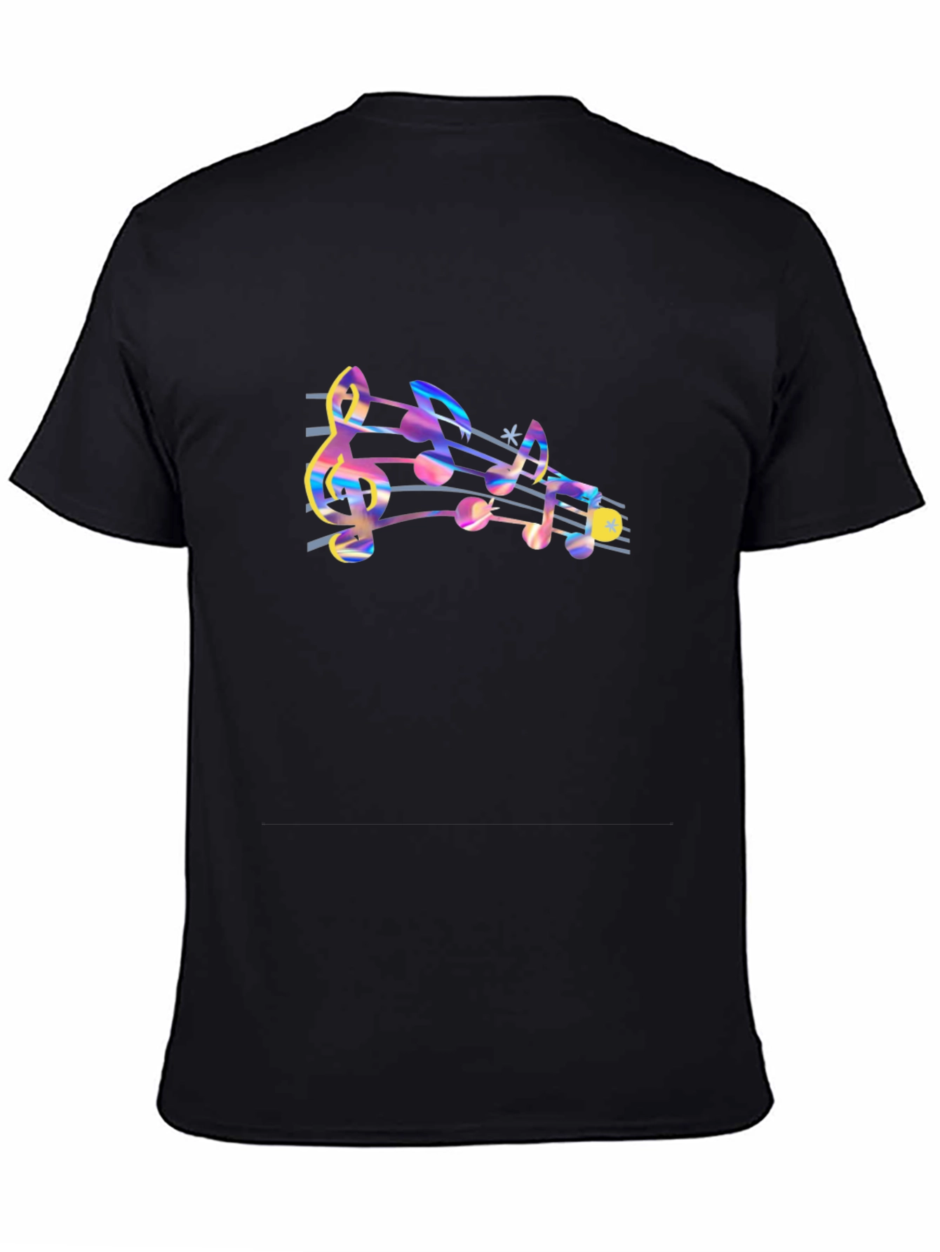 Musical Notes Graphic Tee - Black Cotton Comfort