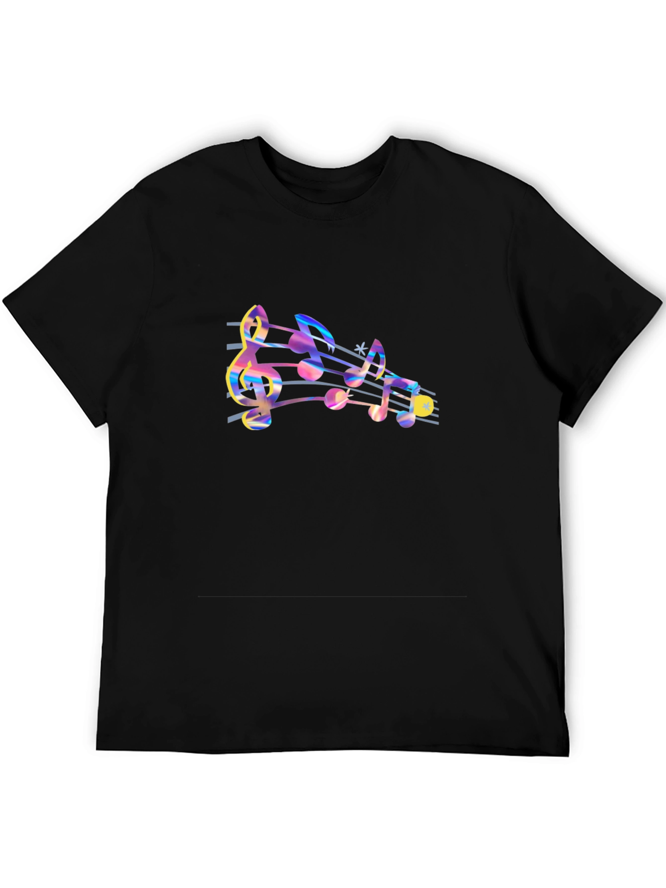 Musical Notes Graphic Tee - Black Cotton Comfort