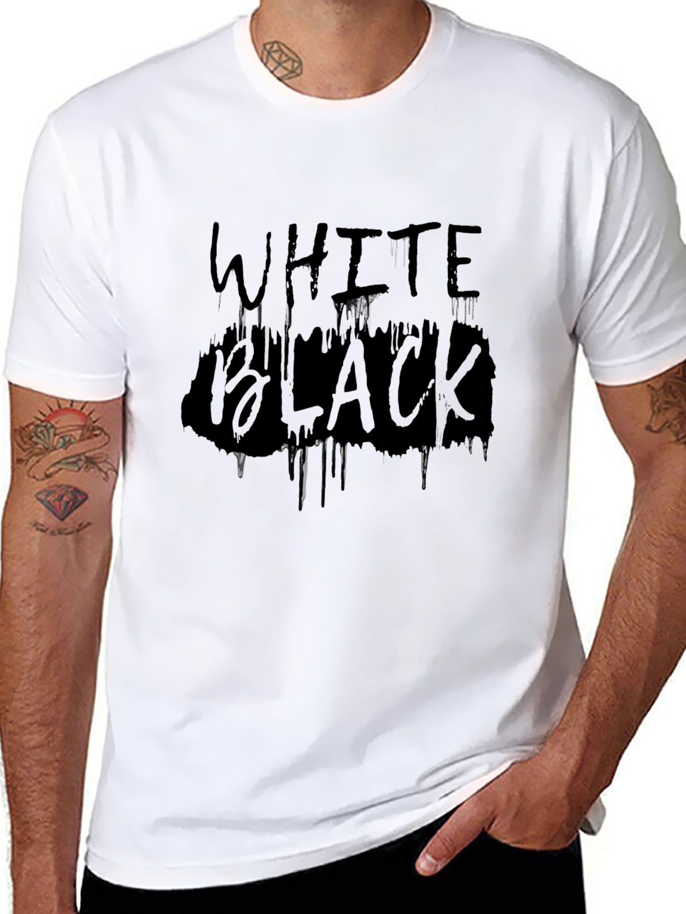 Black T-Shirt with White Black Graphic