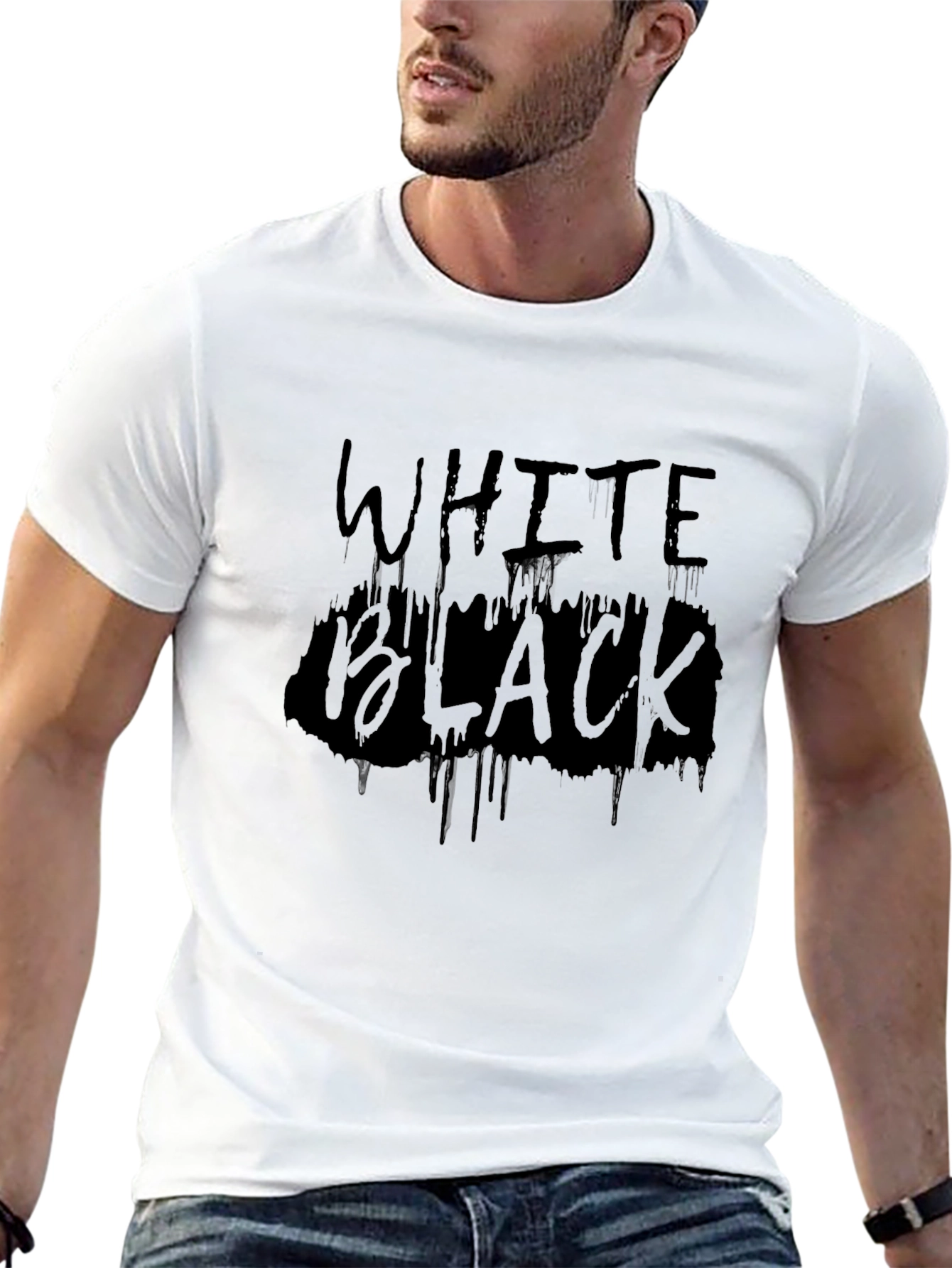 Black T-Shirt with White Black Graphic