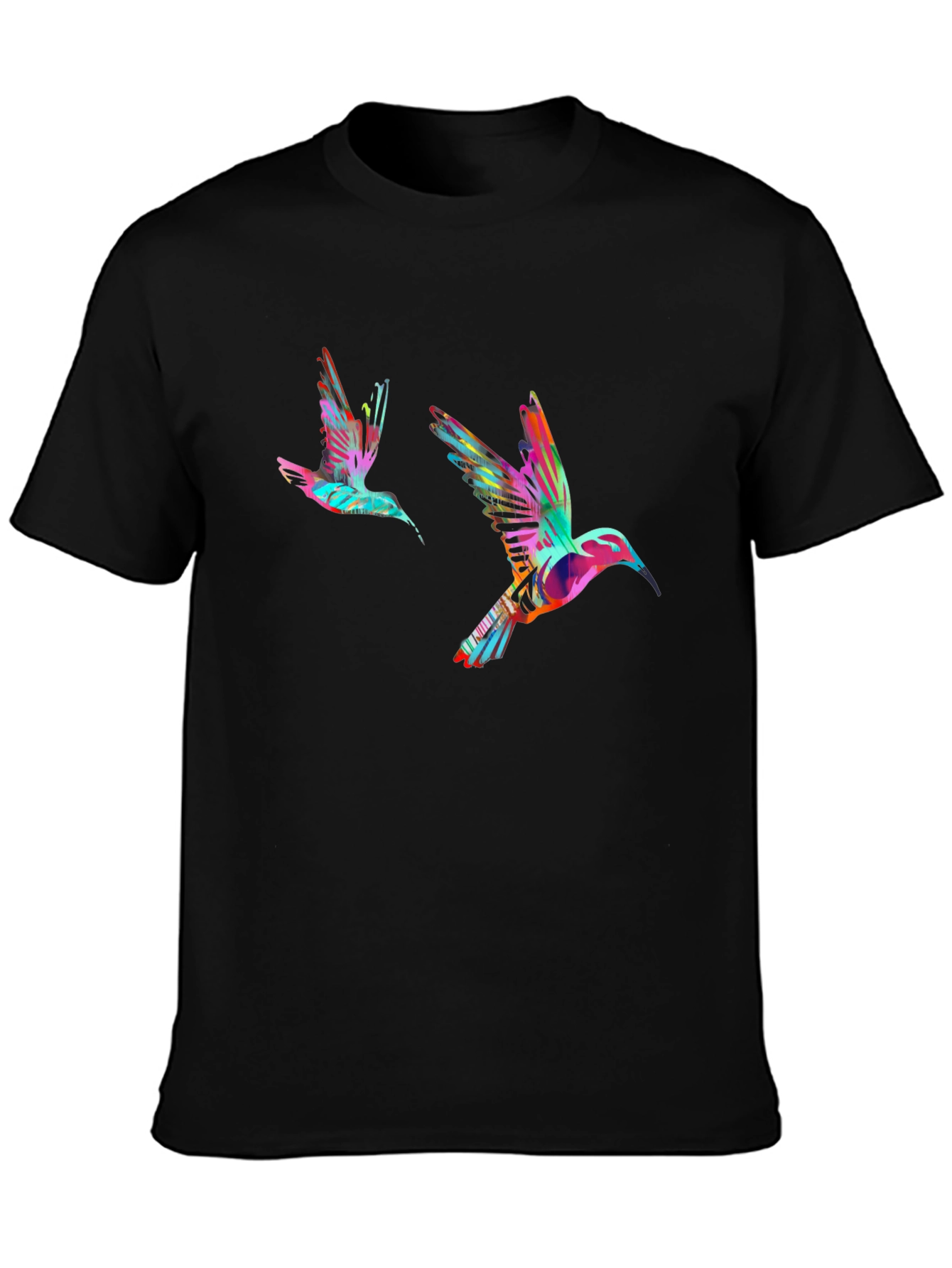 Hummingbird Print Black T-Shirt