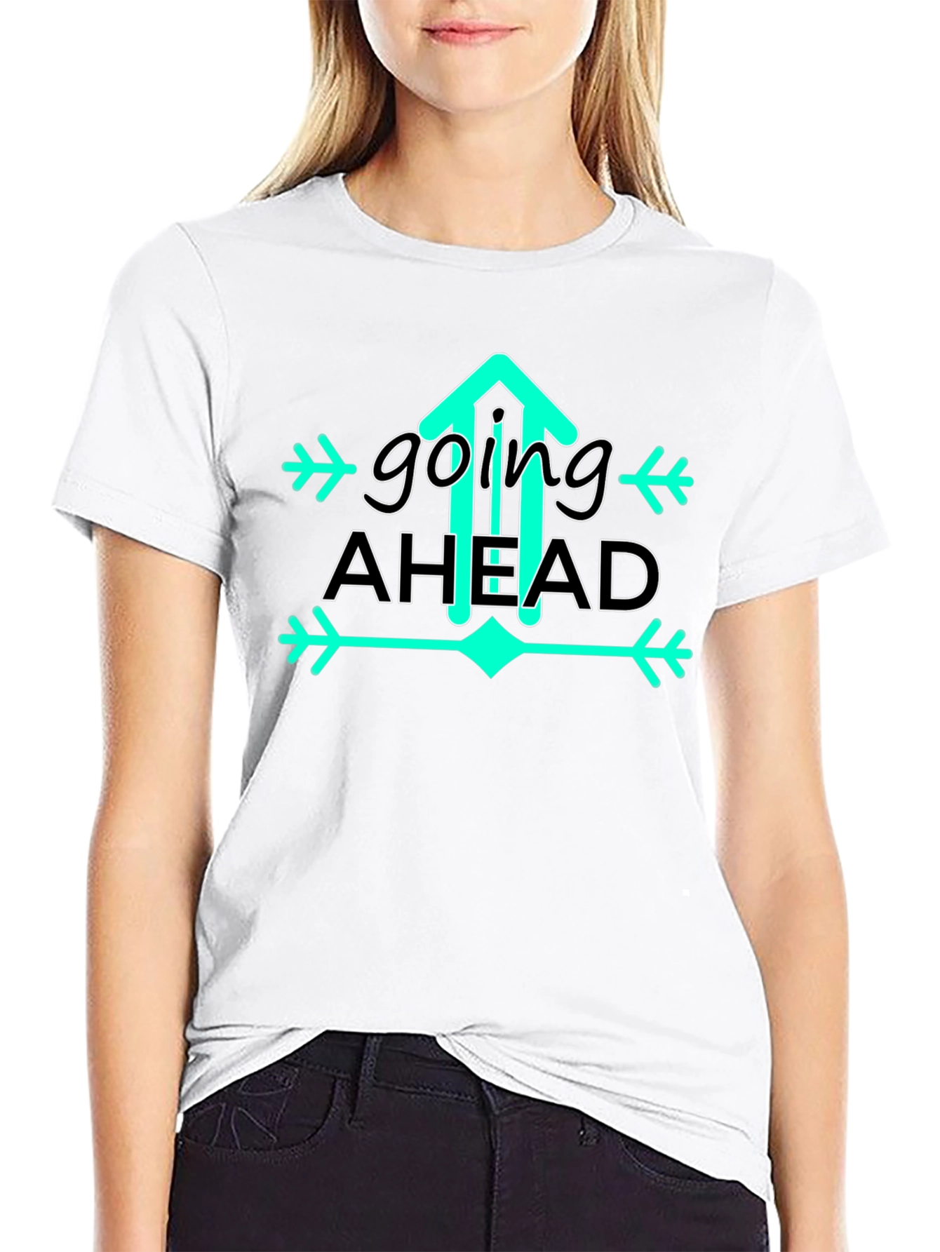 Going Ahead Graphic Tee - Trendy Upward Arrow Design