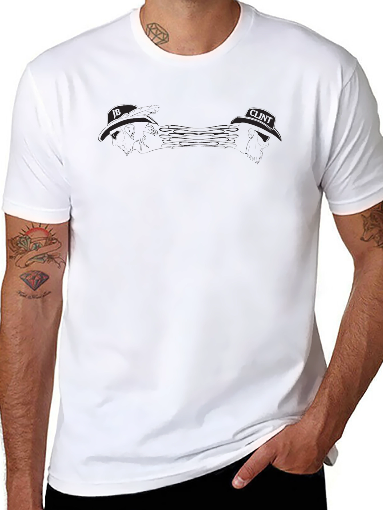 Black T-Shirt with Cowboy Hat Design