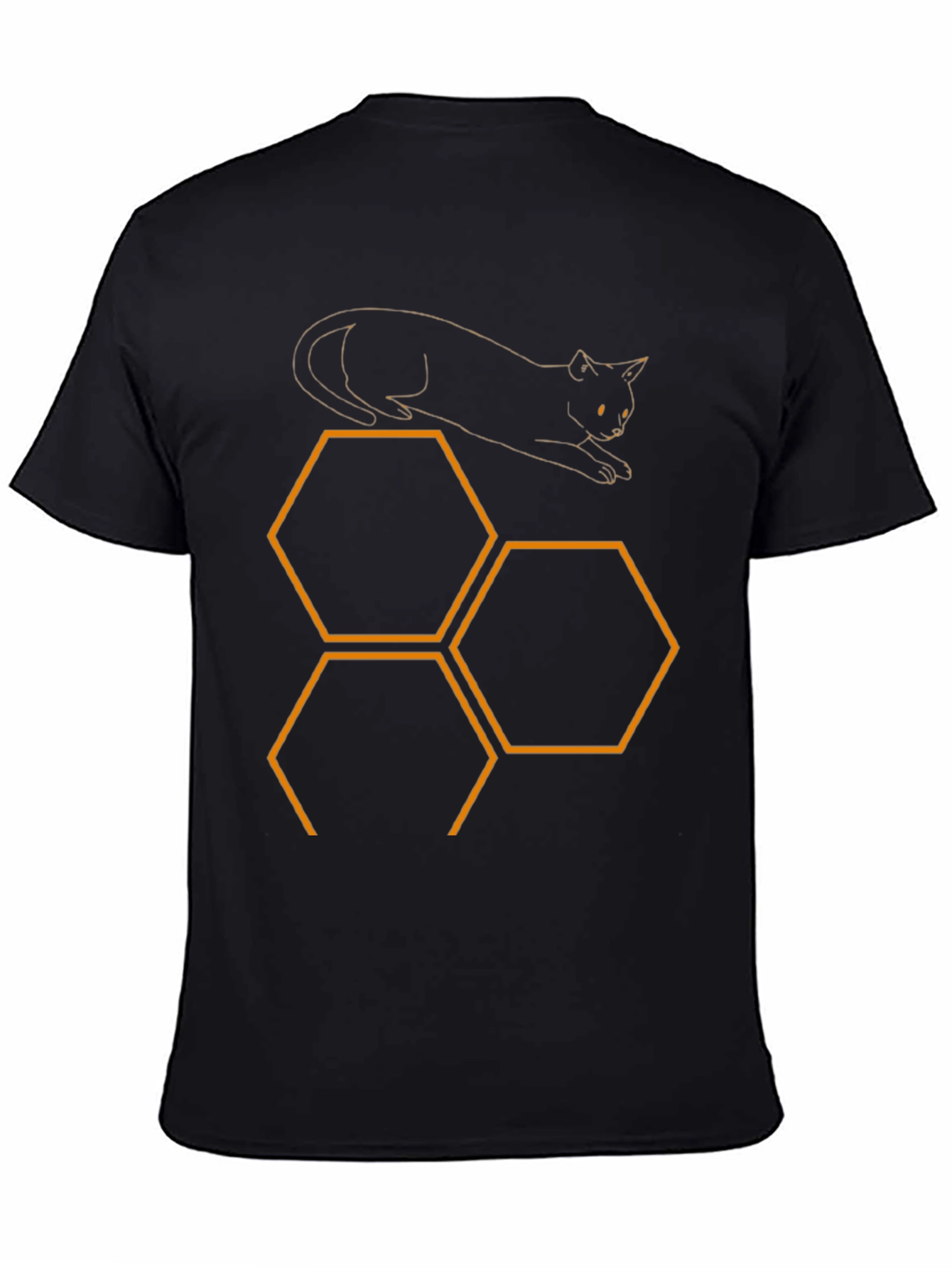 Cat & Honeycomb Black T-Shirt