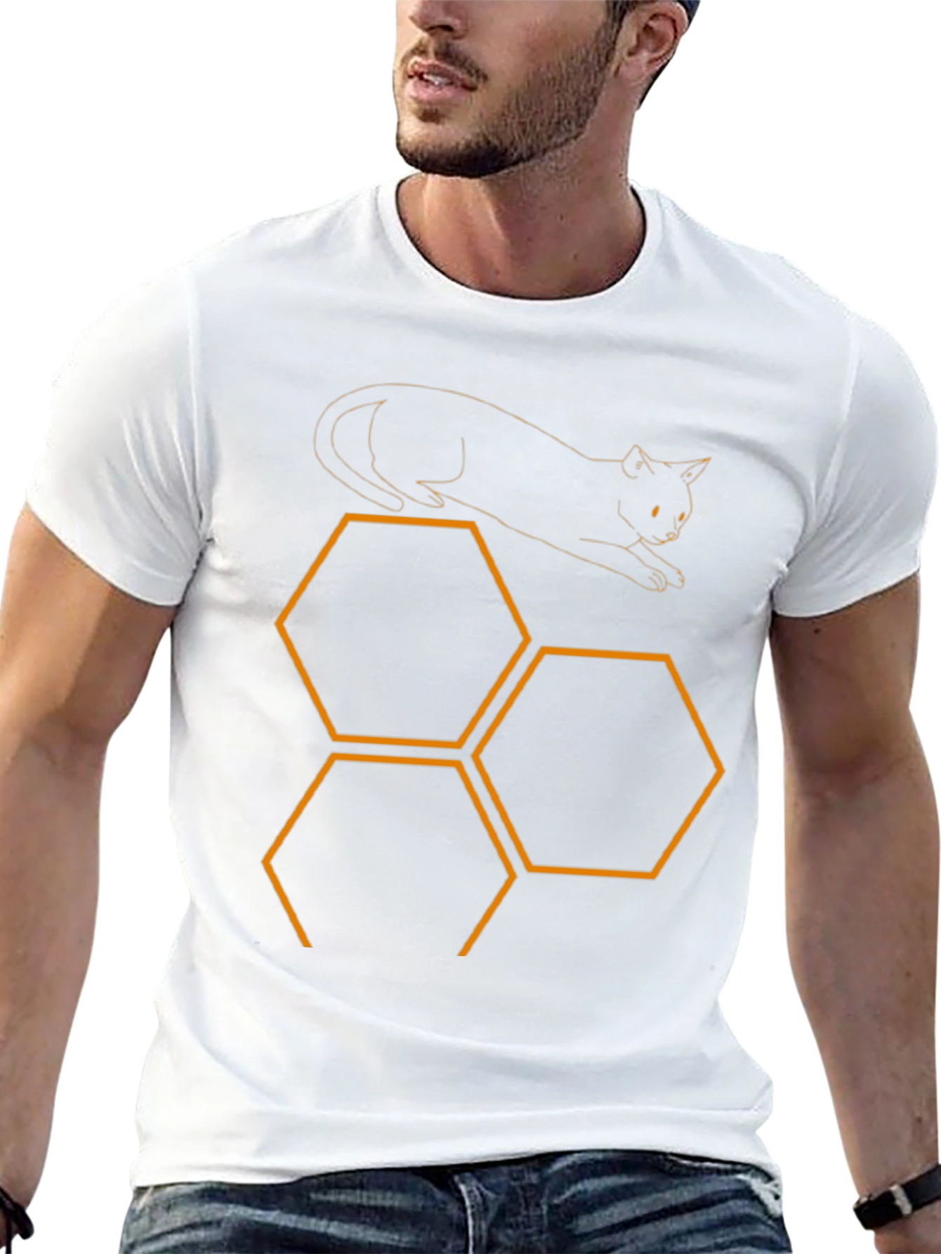 Cat & Honeycomb Black T-Shirt