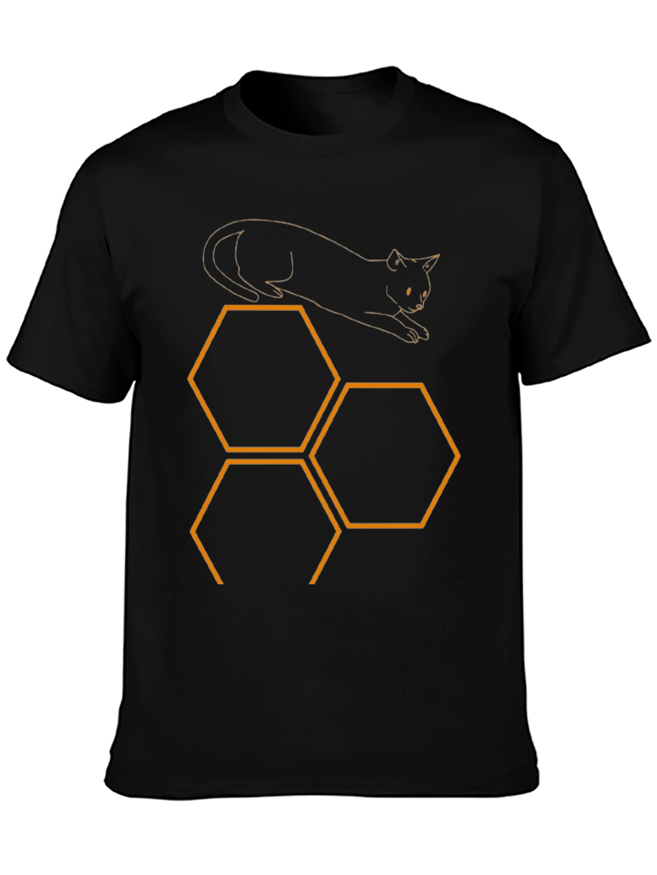 Cat & Honeycomb Black T-Shirt
