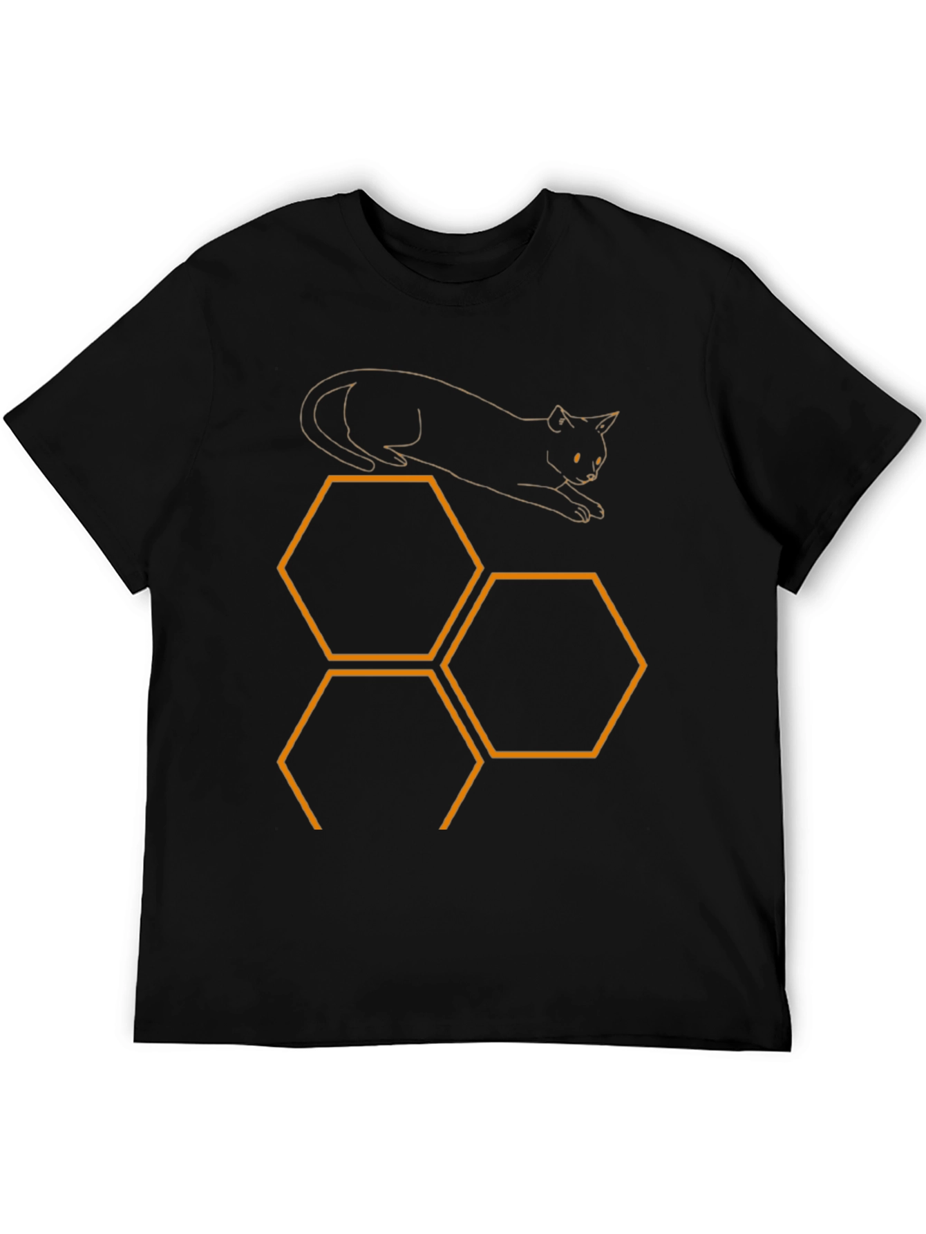 Cat & Honeycomb Black T-Shirt