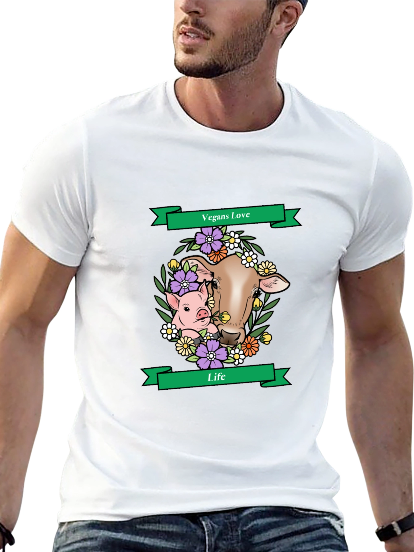 Vegans Love Life T-Shirt - Animal Rights Tee