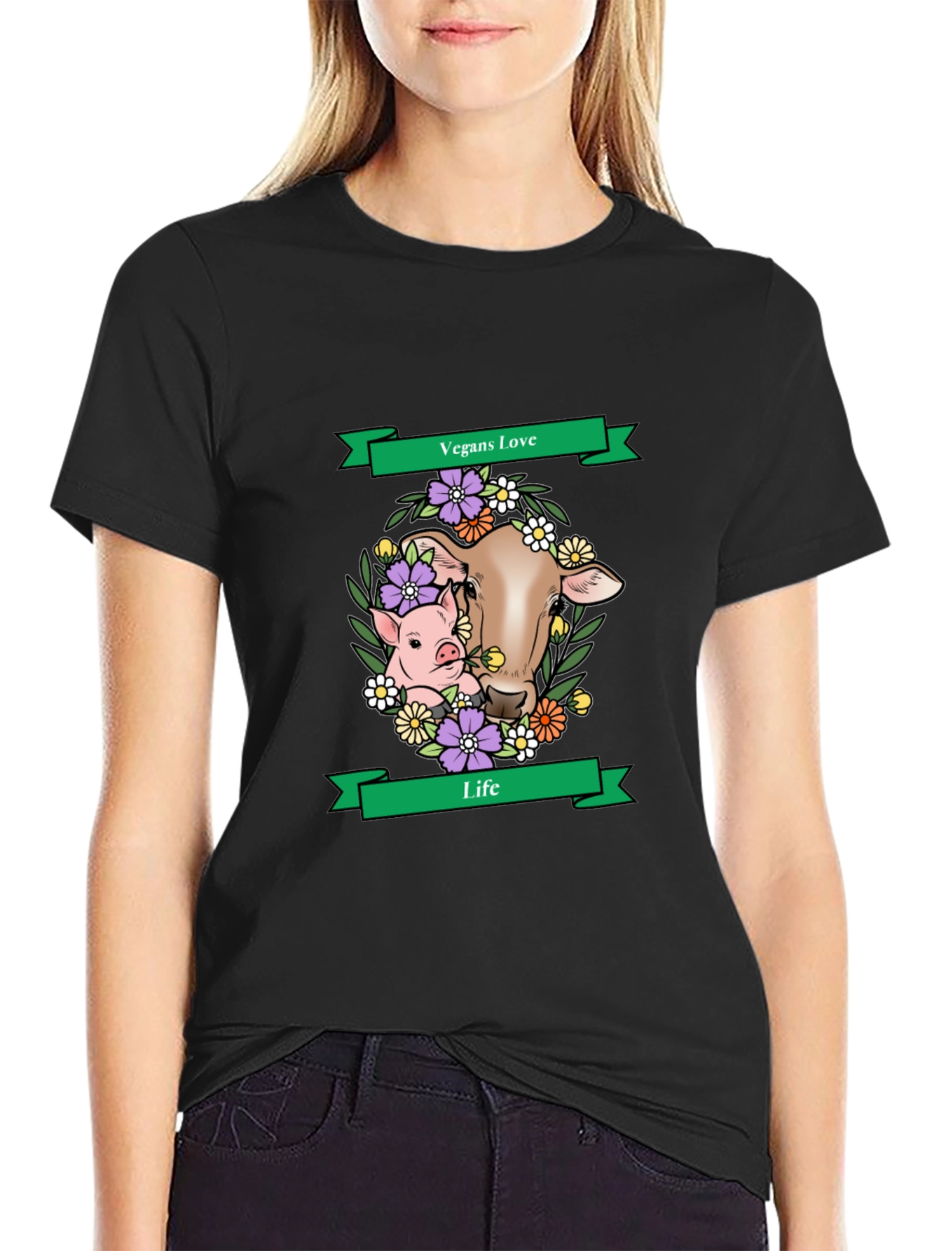 Vegans Love Life T-Shirt - Animal Rights Tee