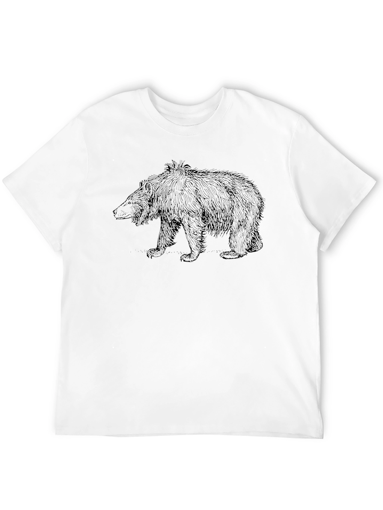 Bear Graphic Tee - Black Cotton Casual T-Shirt
