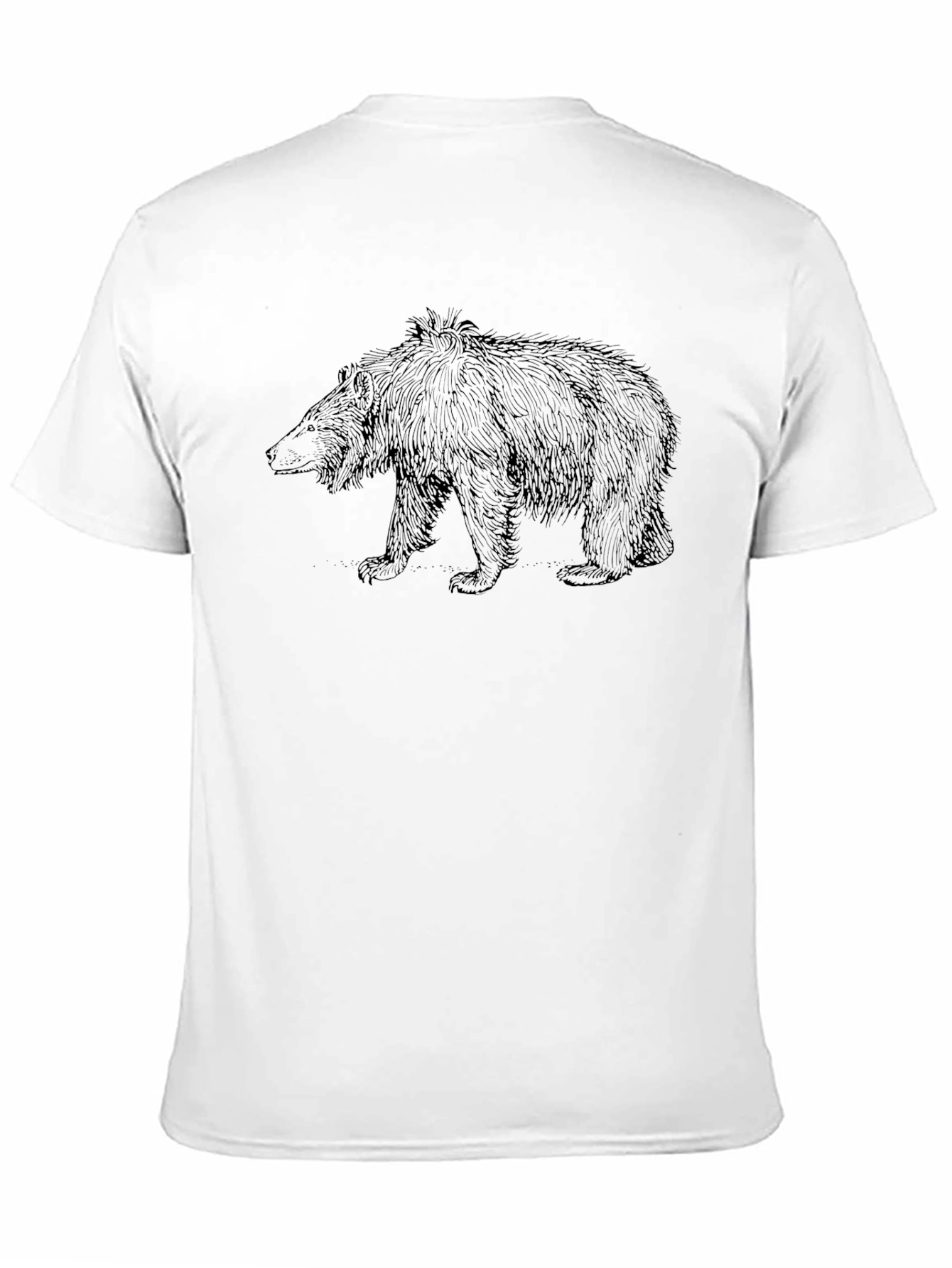 Bear Graphic Tee - Black Cotton Casual T-Shirt