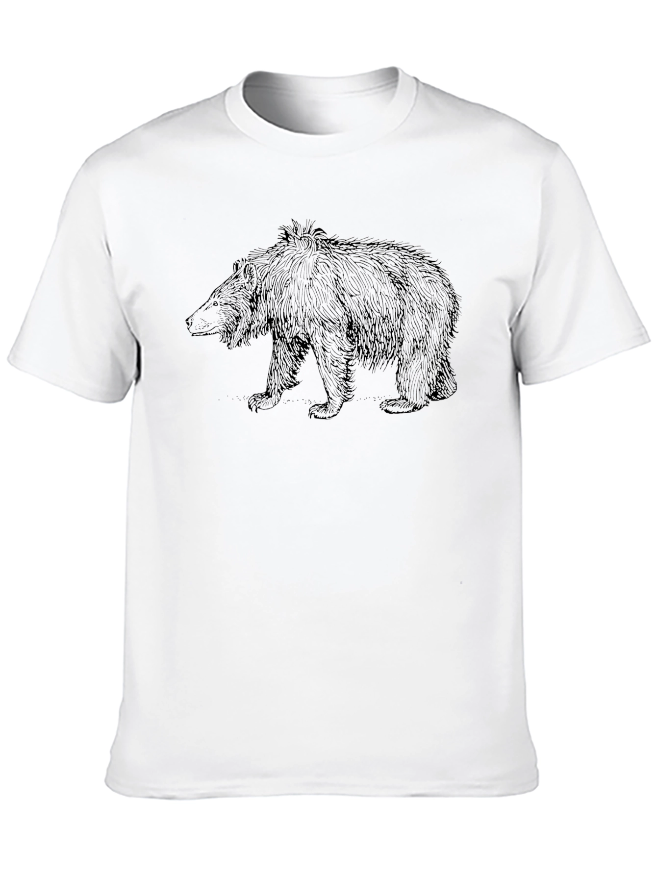 Bear Graphic Tee - Black Cotton Casual T-Shirt