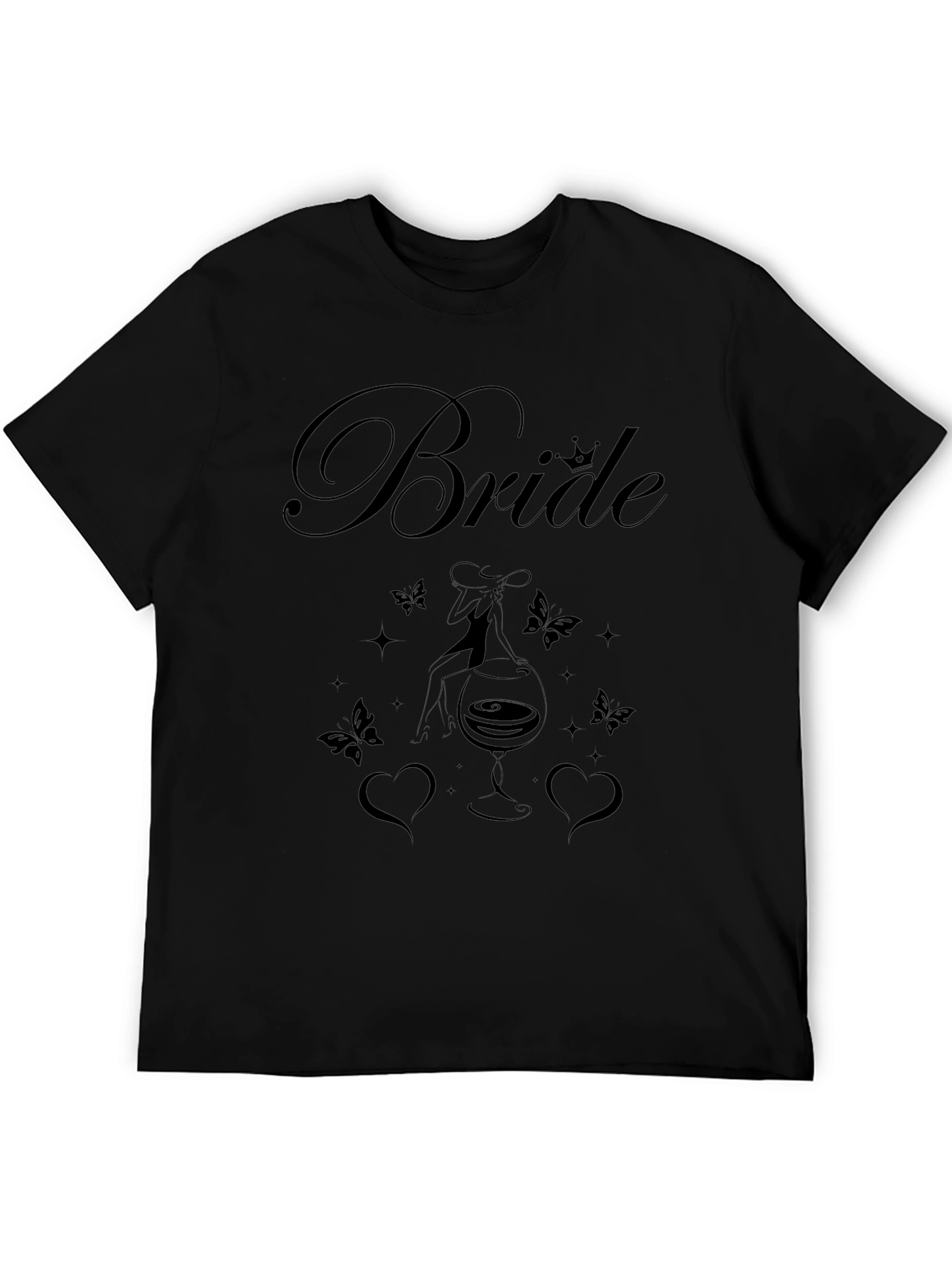 Bride Wine Glass Graphic T-Shirt - Black