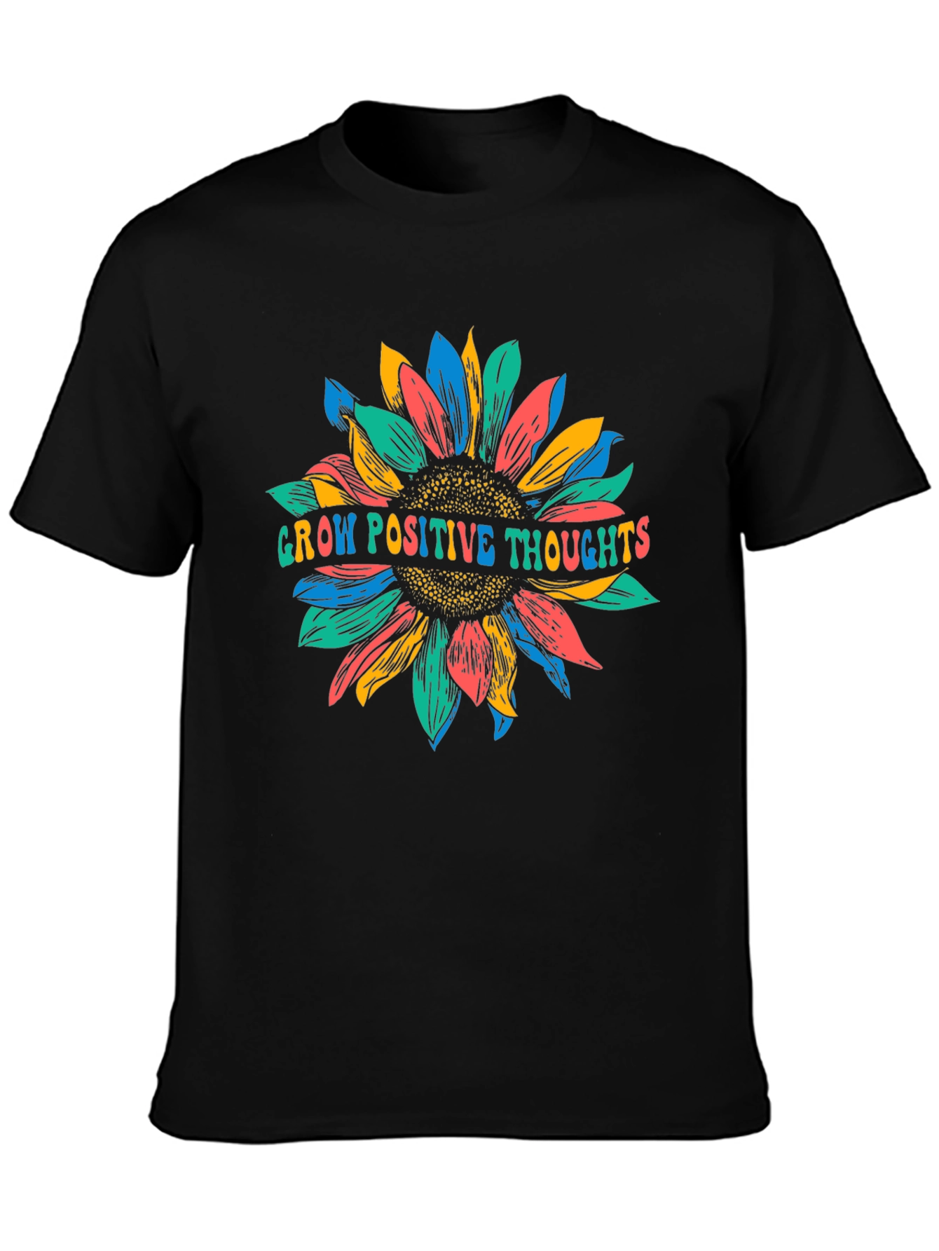 Grow Positive Thoughts Sunflower Graphic T-Shirt