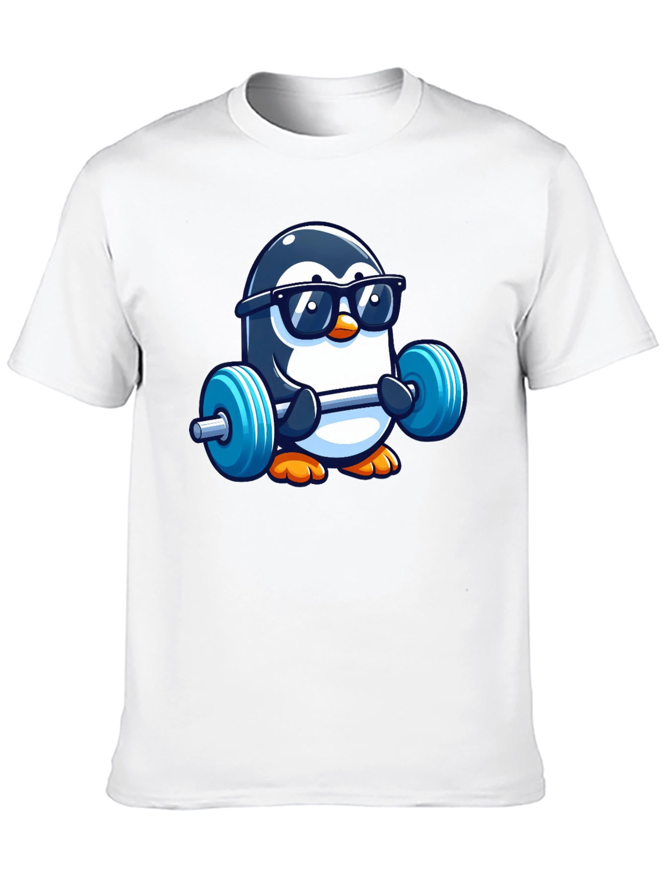 Penguin Lifting Weights Graphic Tee