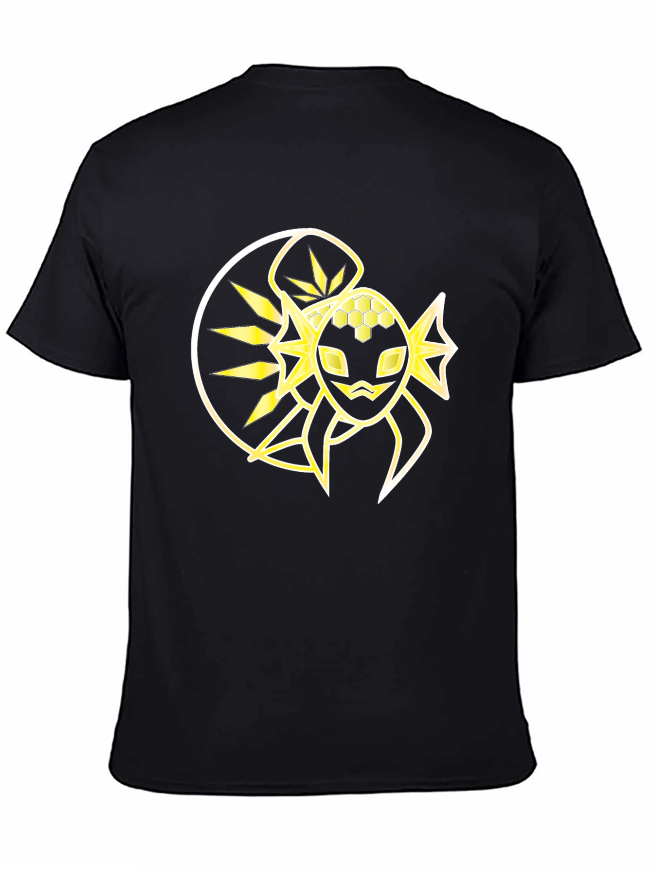 Black T-Shirt with Abstract Yellow Design