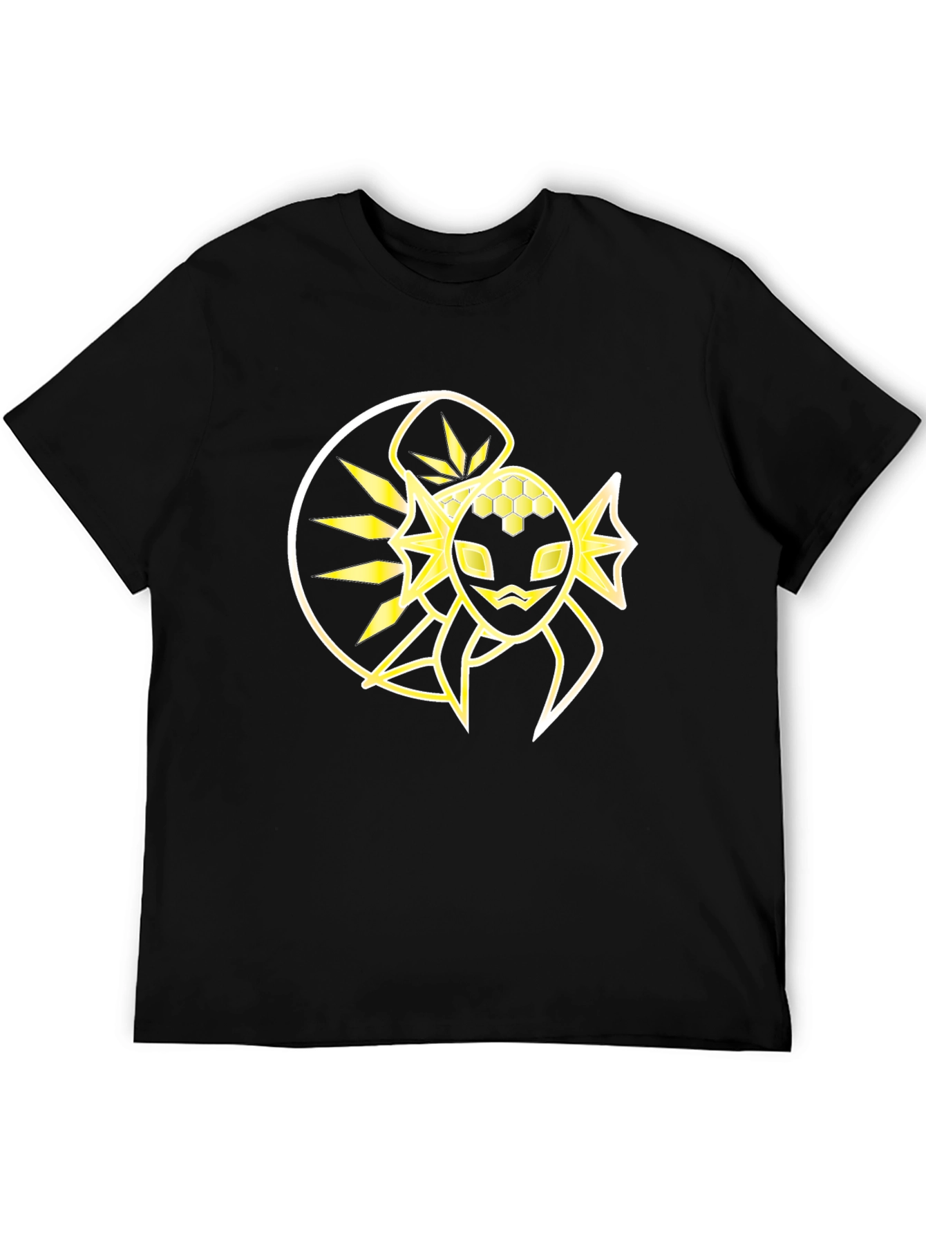 Black T-Shirt with Abstract Yellow Design