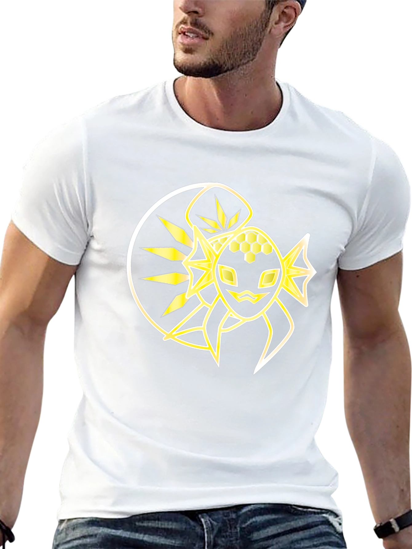 Black T-Shirt with Abstract Yellow Design