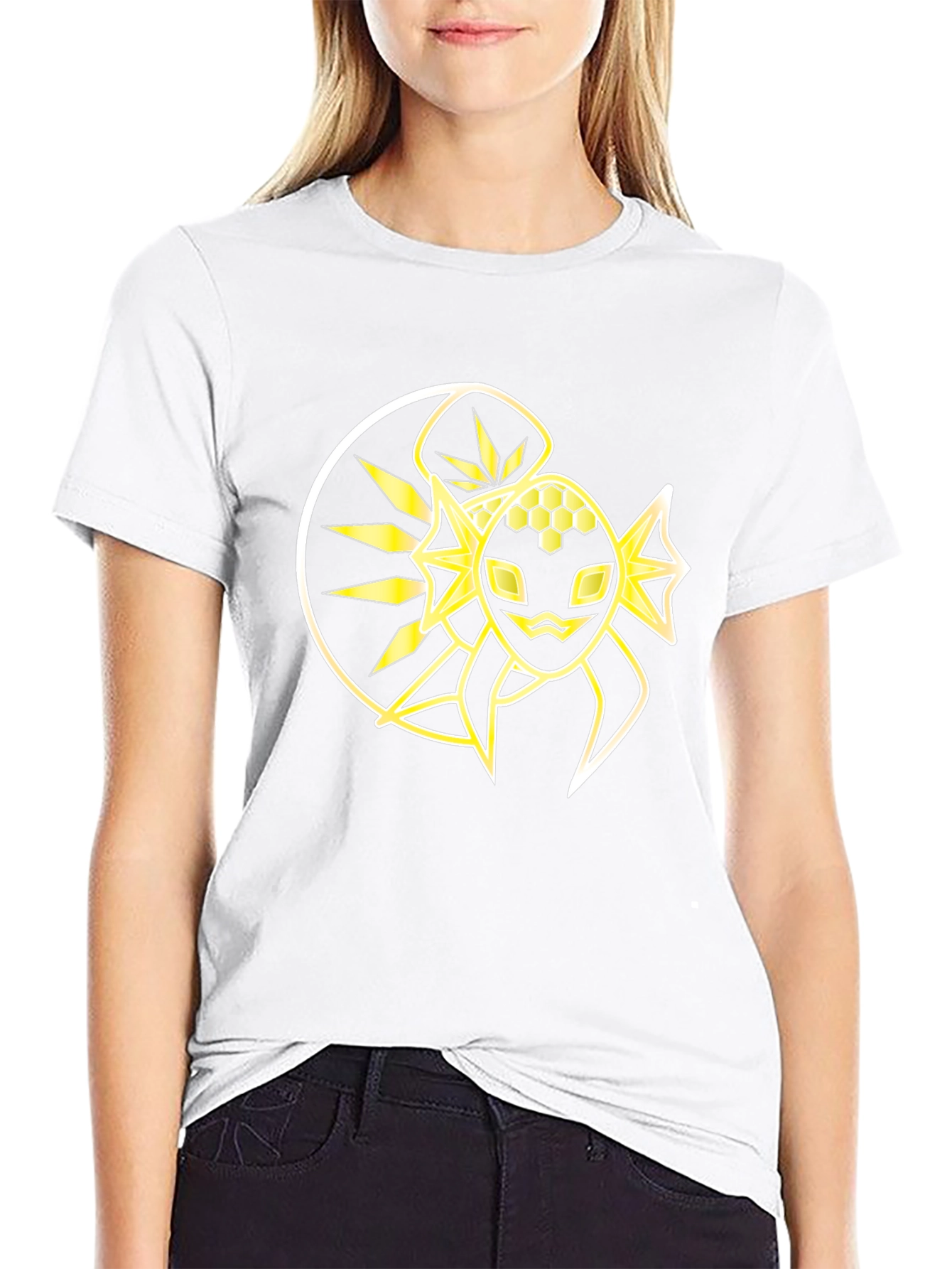 Black T-Shirt with Abstract Yellow Design