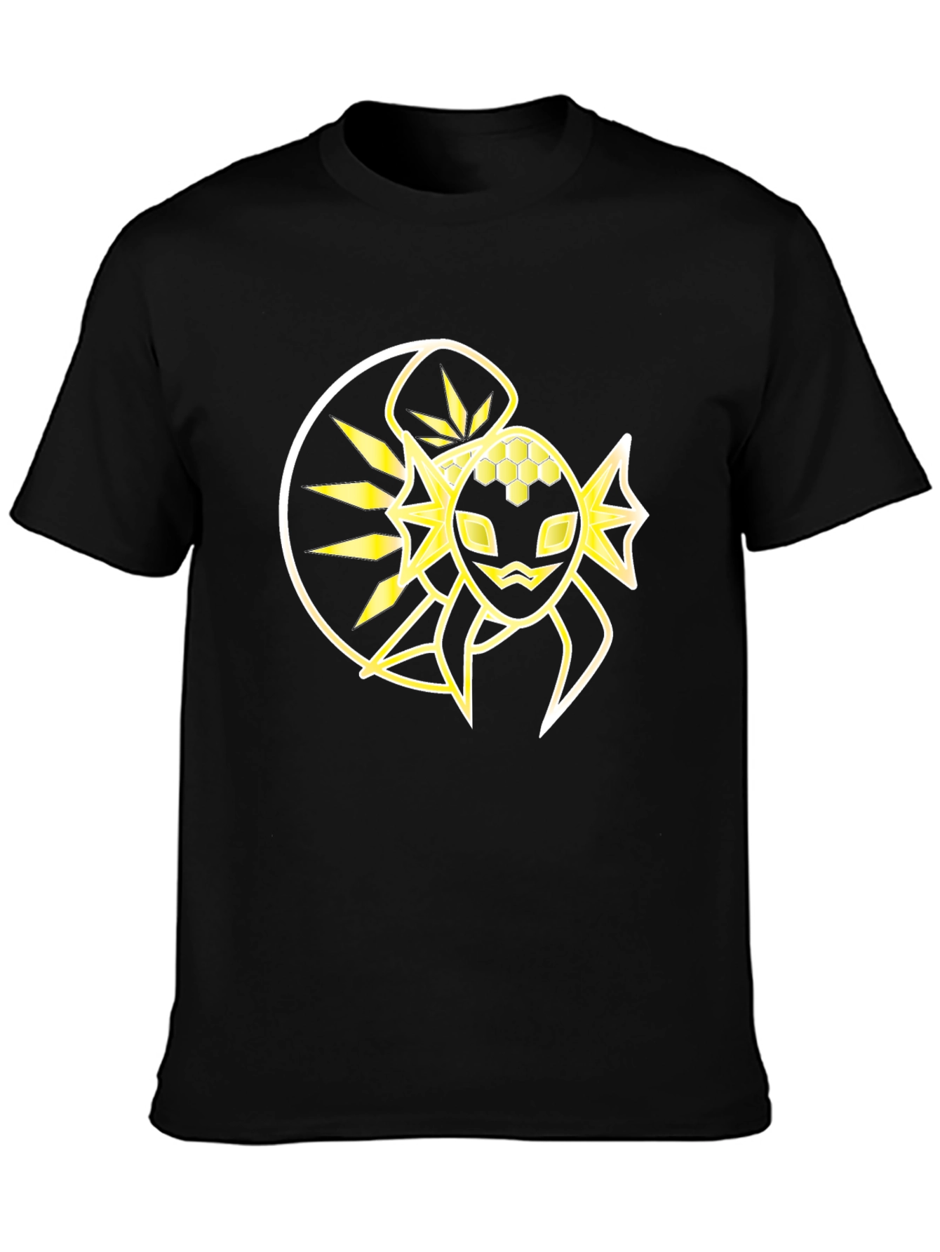 Black T-Shirt with Abstract Yellow Design