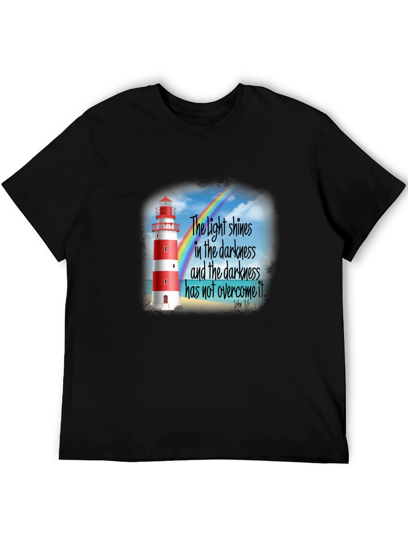 Lighthouse Christian T-Shirt: Light Shines in Darkness