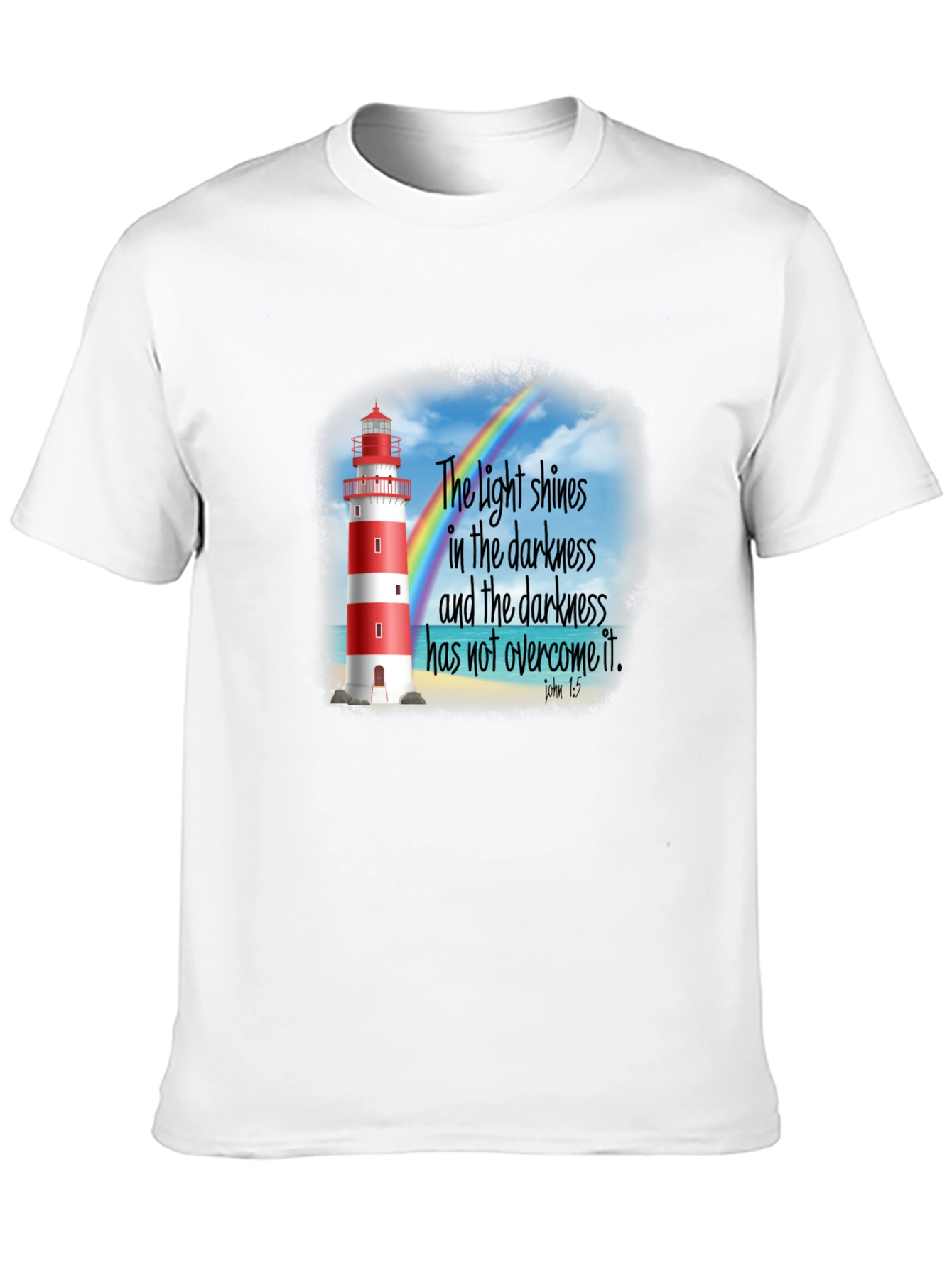 Lighthouse Christian T-Shirt: Light Shines in Darkness