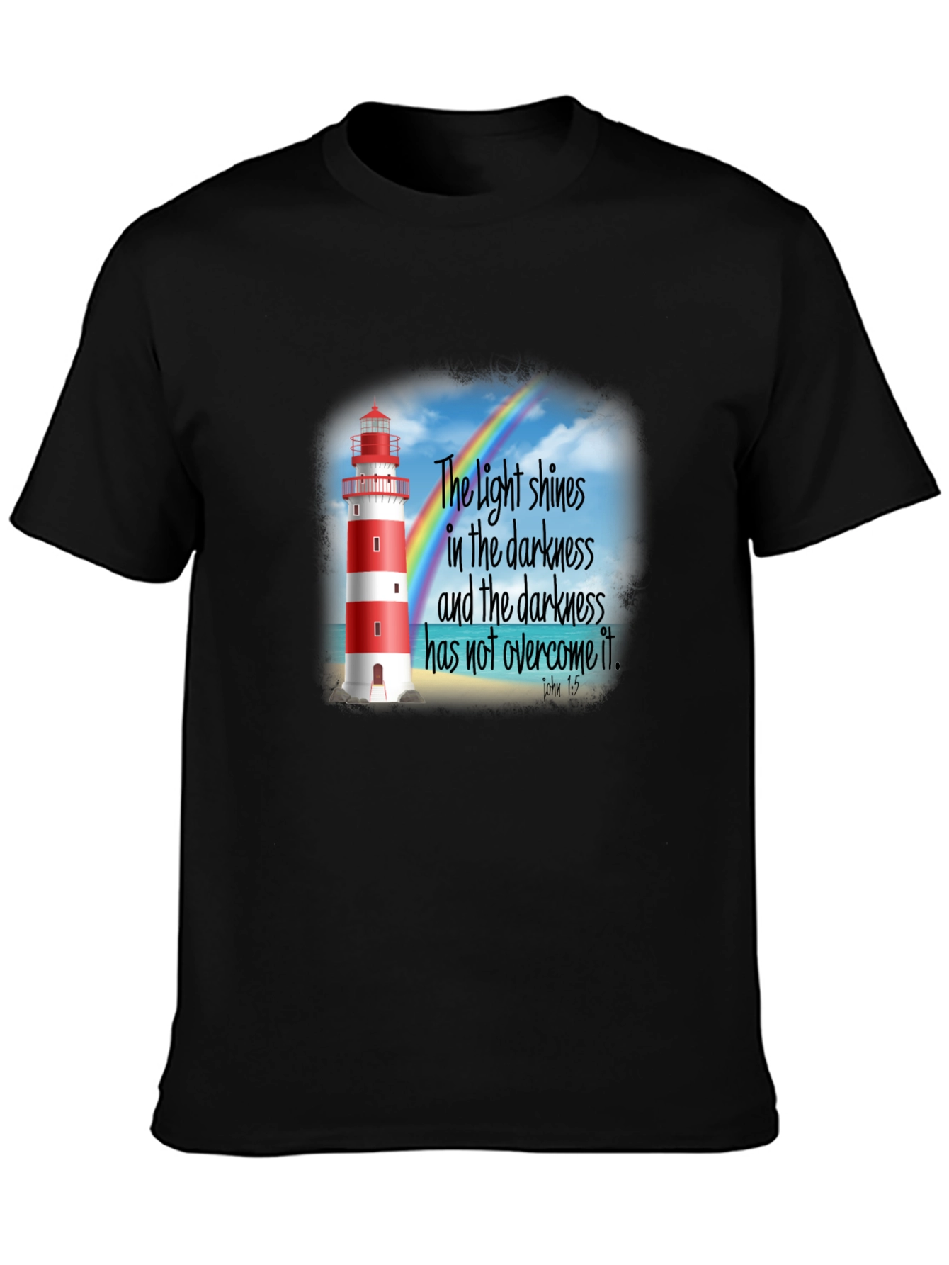 Lighthouse Christian T-Shirt: Light Shines in Darkness