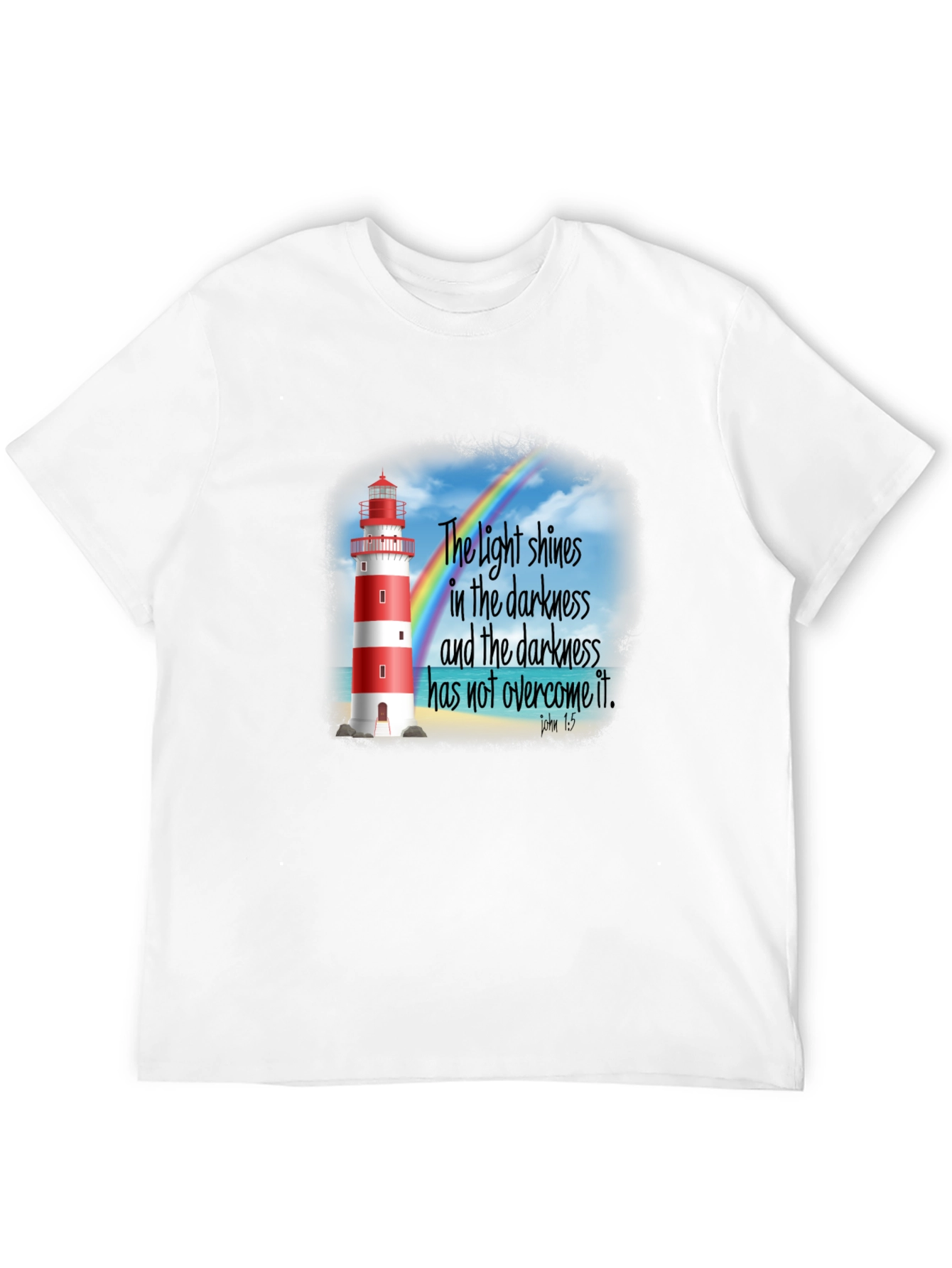 Lighthouse Christian T-Shirt: Light Shines in Darkness