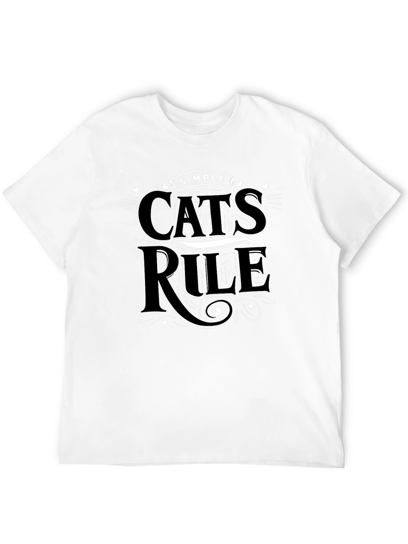 Simple Cats Rule Black Graphic T-Shirt