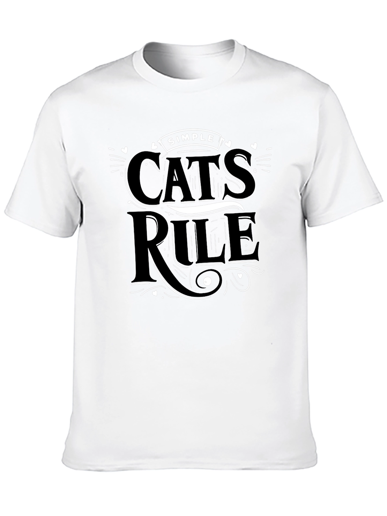 Simple Cats Rule Black Graphic T-Shirt
