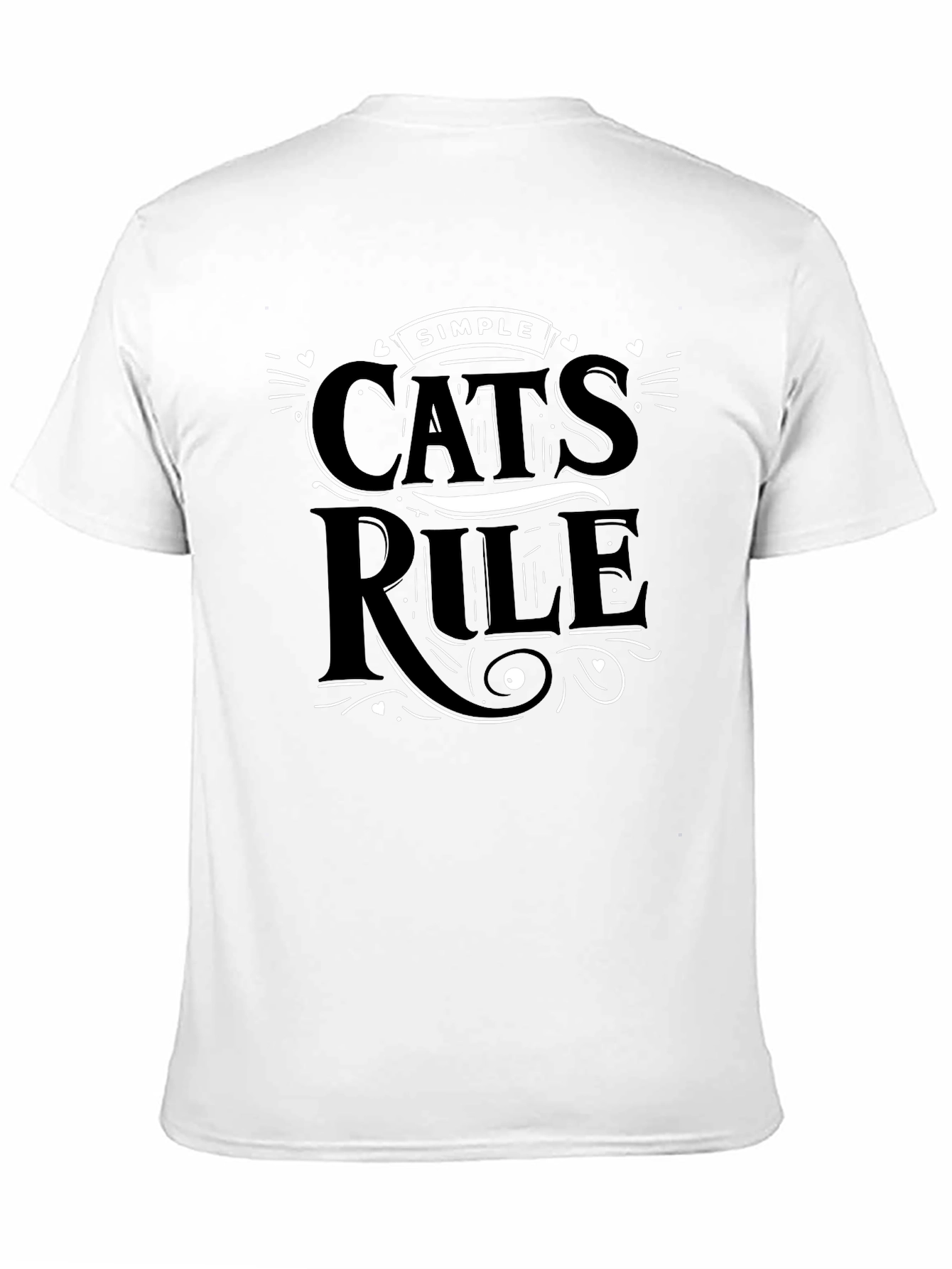 Simple Cats Rule Black Graphic T-Shirt