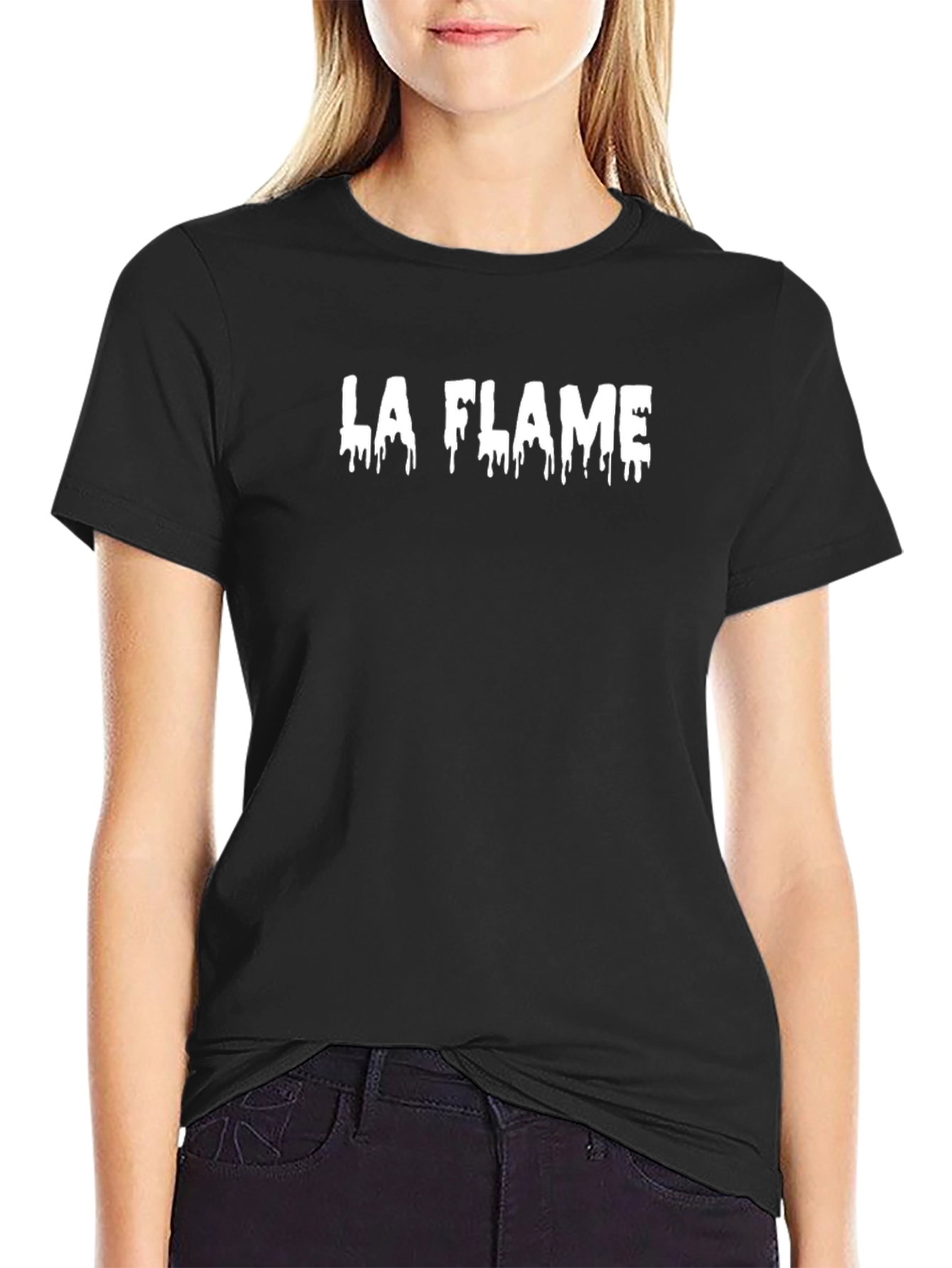 LA FLAME Graphic Print Black T-Shirt