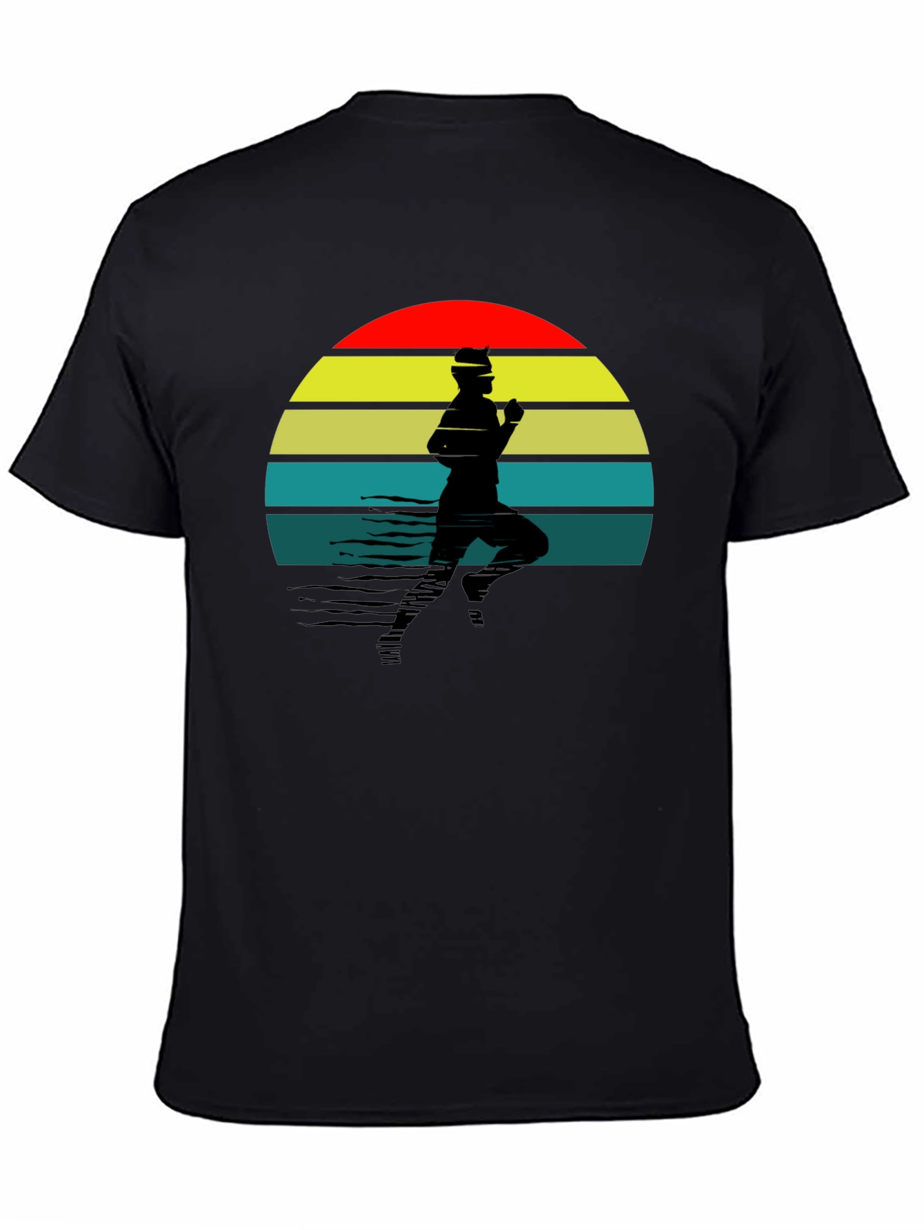 Retro Runner T-Shirt - Black Sunset Design