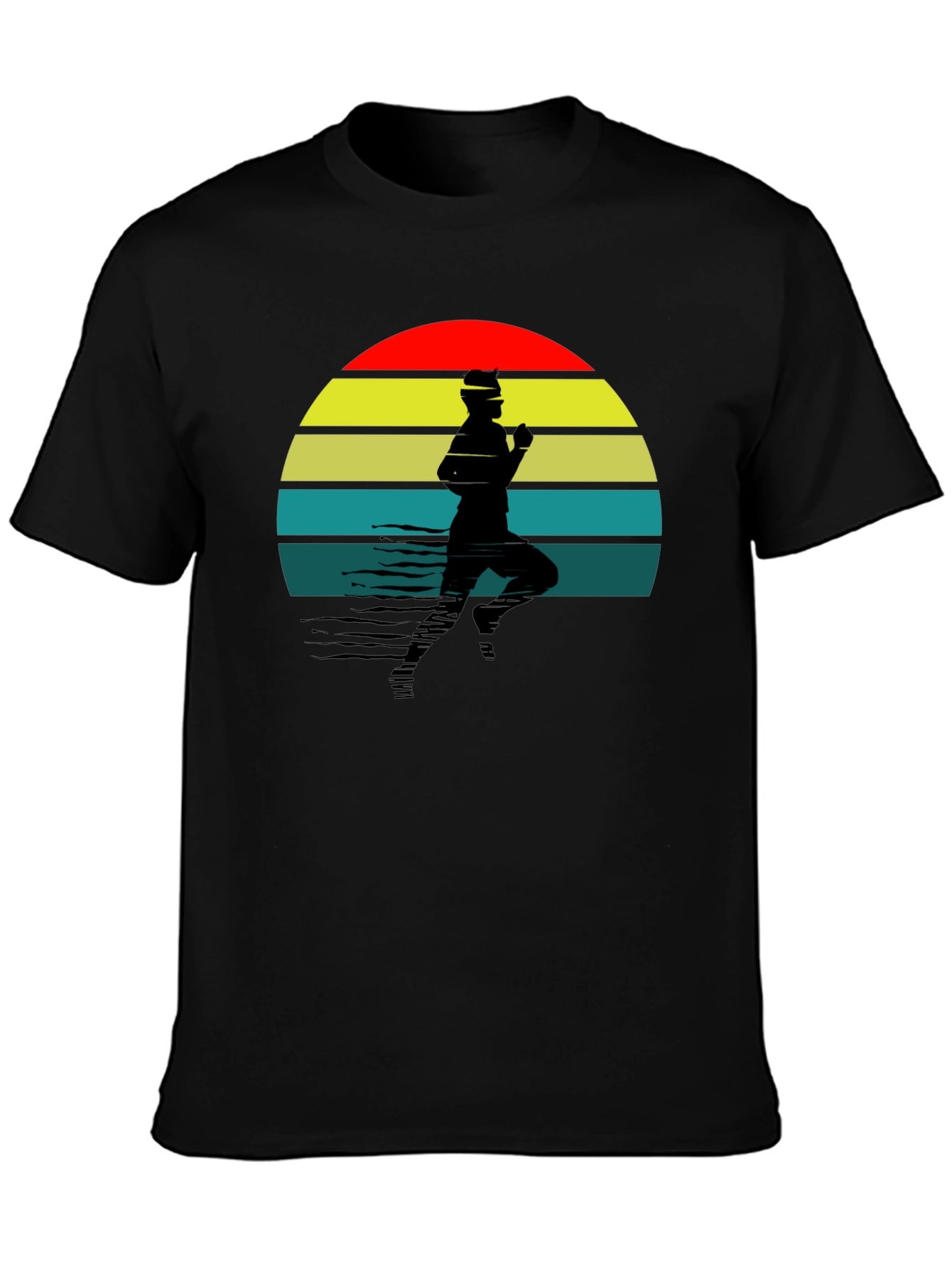 Retro Runner T-Shirt - Black Sunset Design