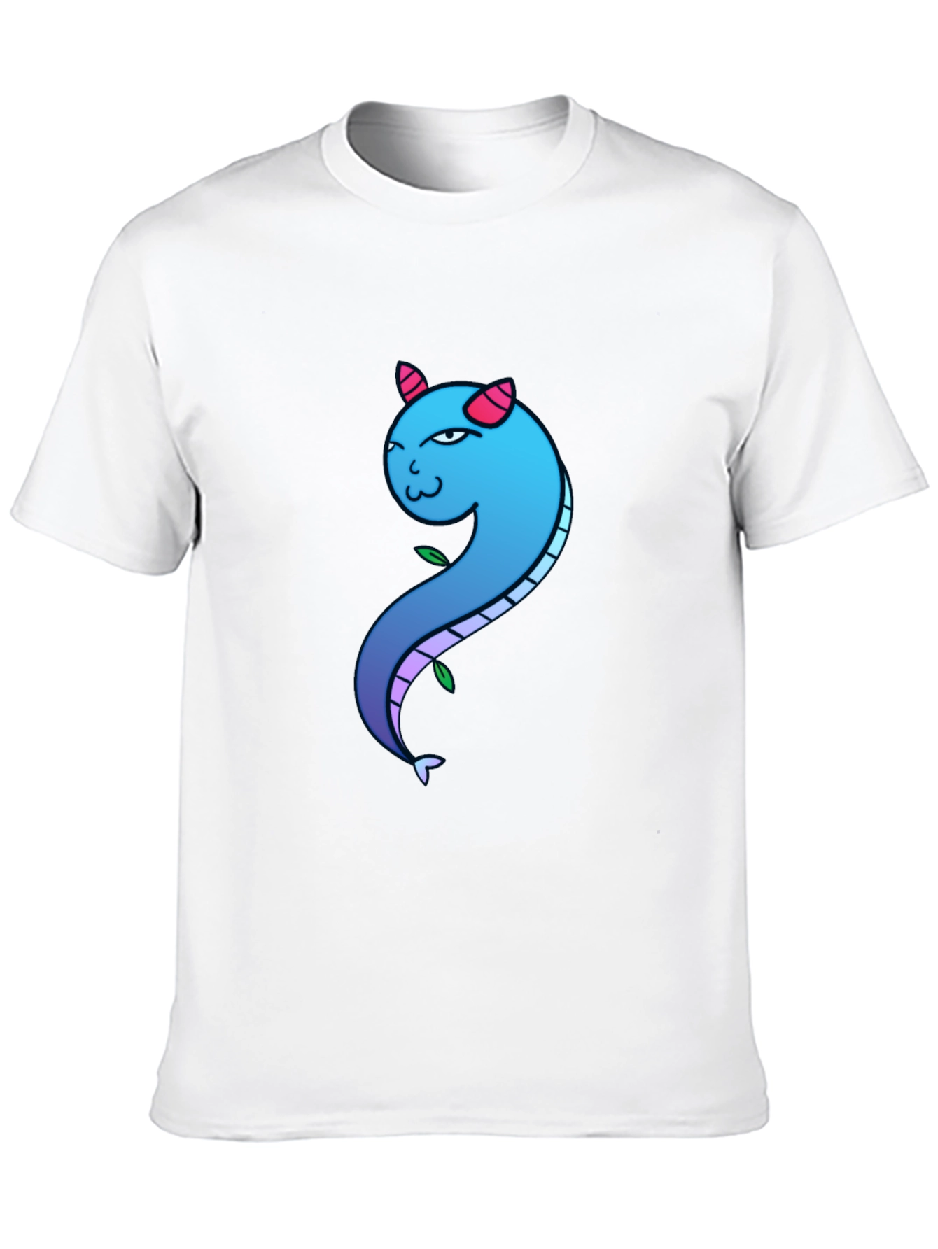 Blue Gradient Dragon Graphic Tee - Mens Black T-Shirt