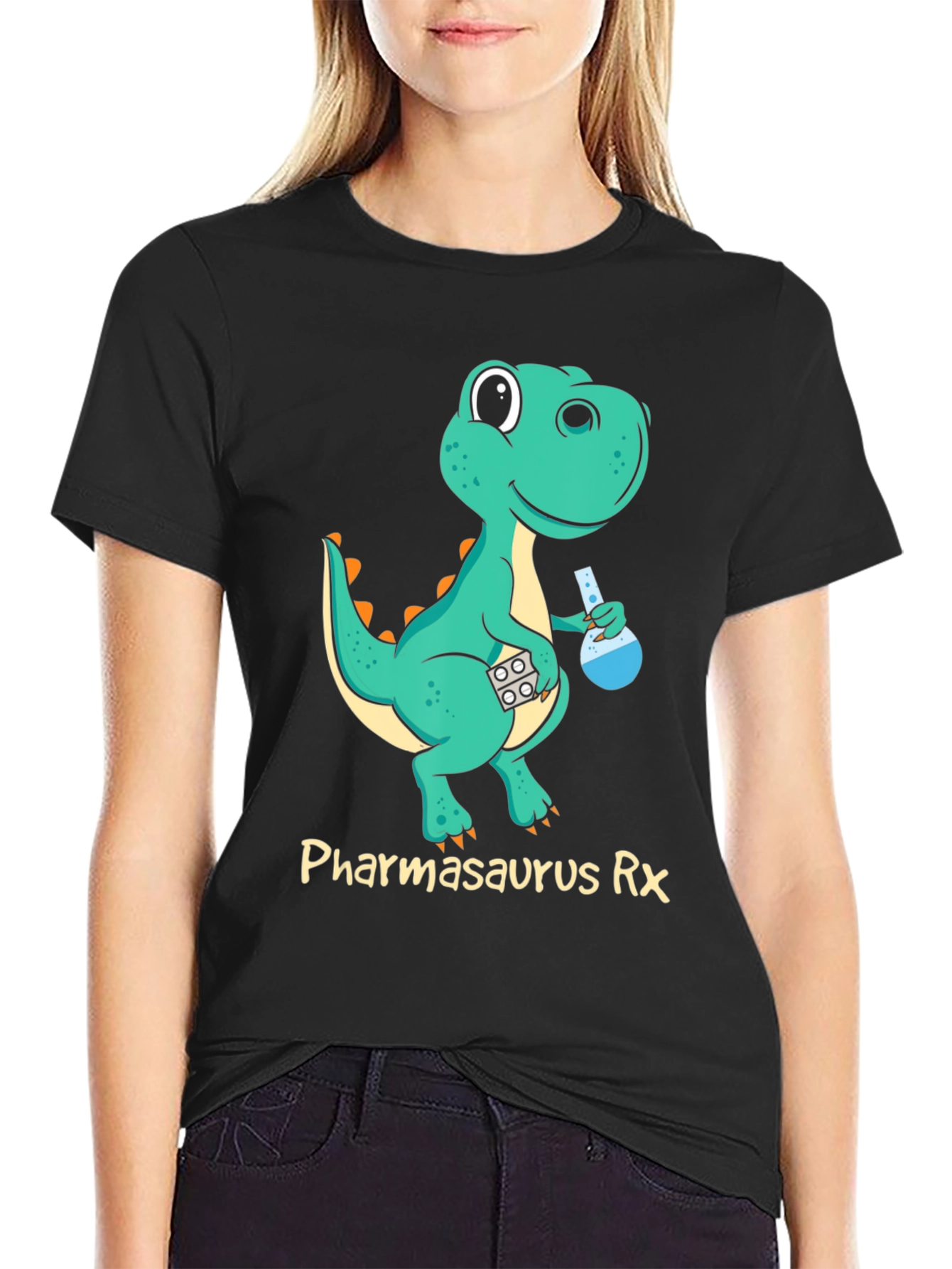 Pharmasaurus Rx Black T-Shirt - Dinosaur Pharmacist!