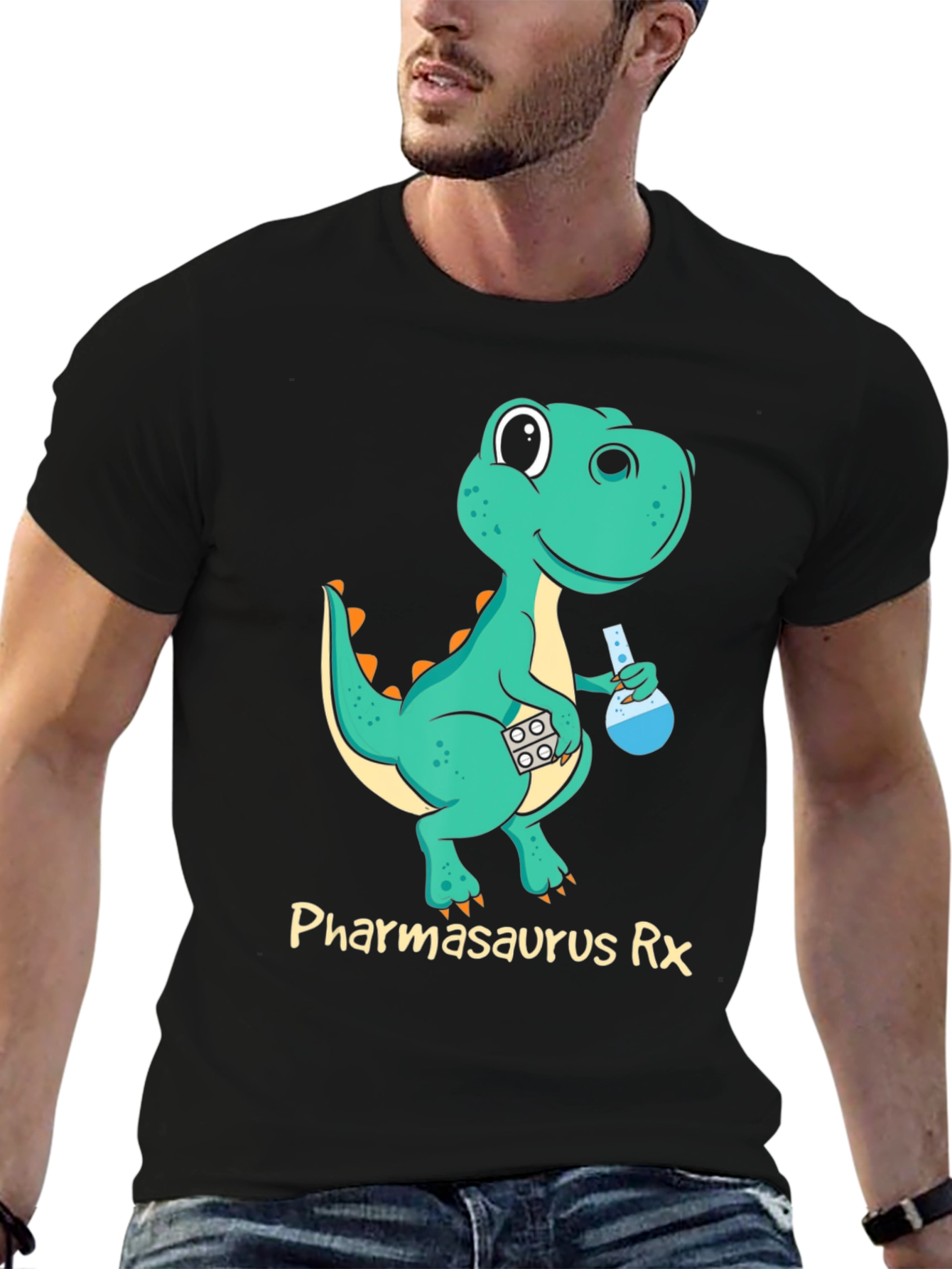 Pharmasaurus Rx Black T-Shirt - Dinosaur Pharmacist!