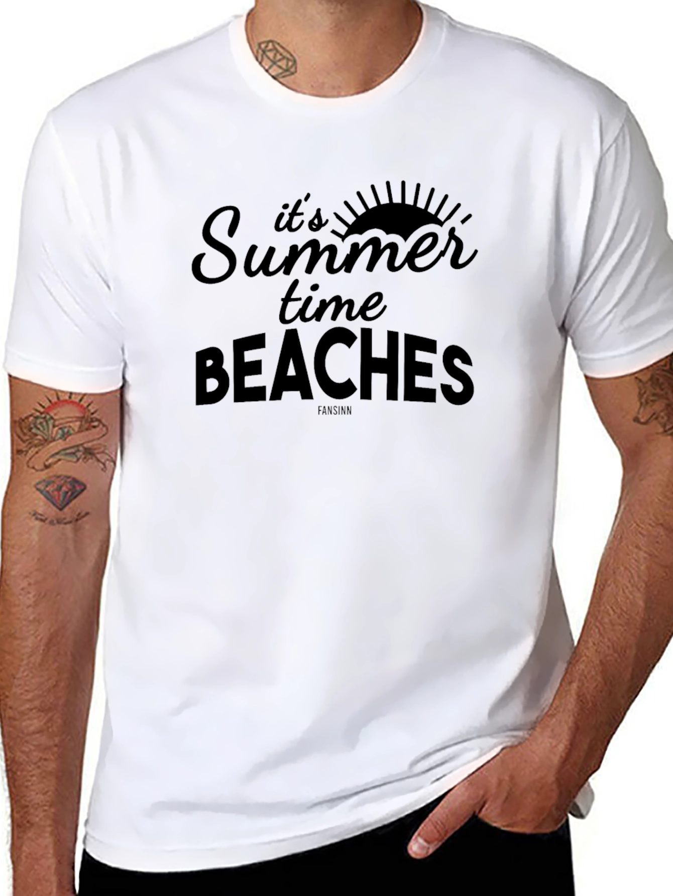 Its Summer Time Beaches Black Graphic T-Shirt