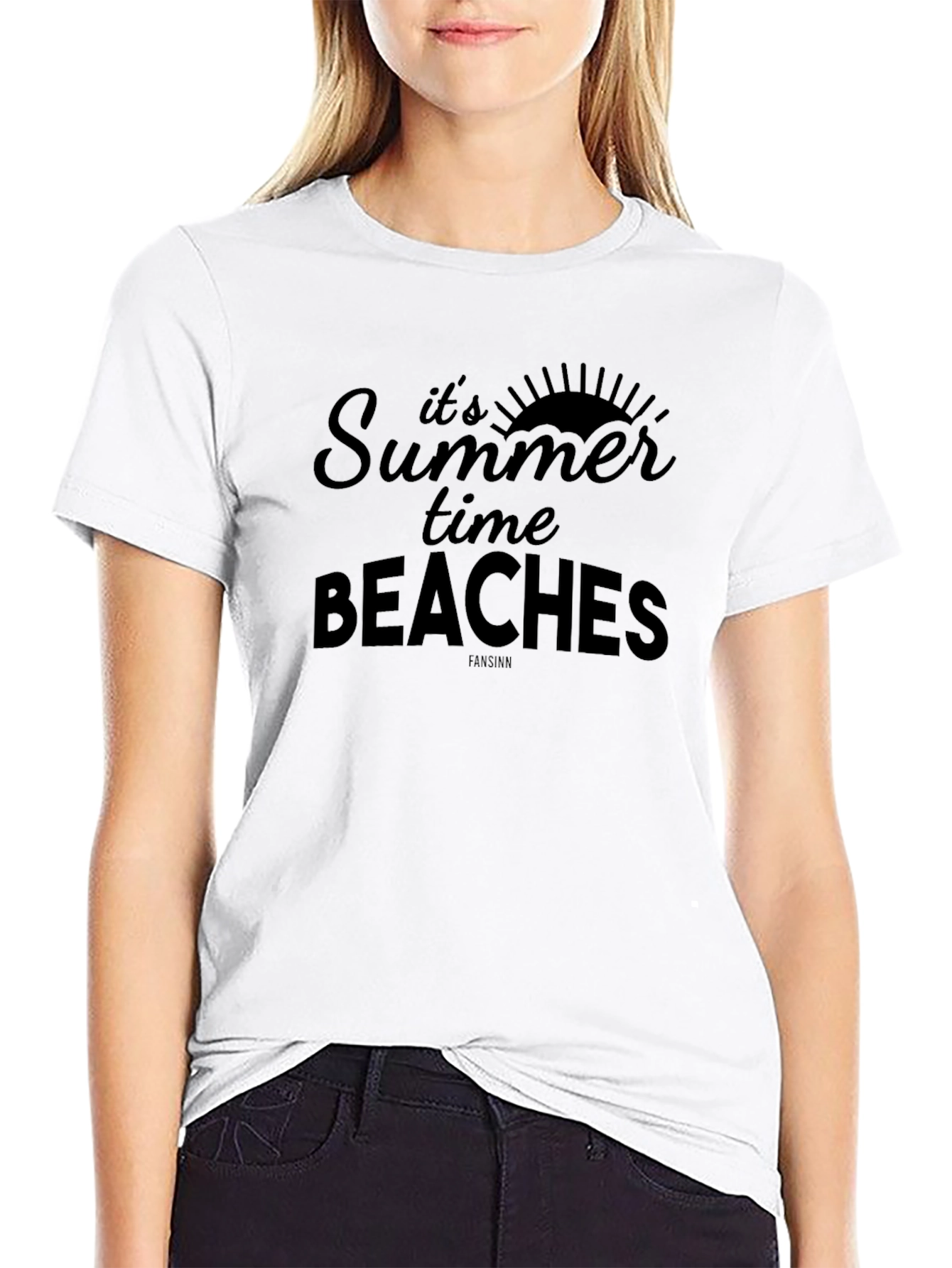 Its Summer Time Beaches Black Graphic T-Shirt