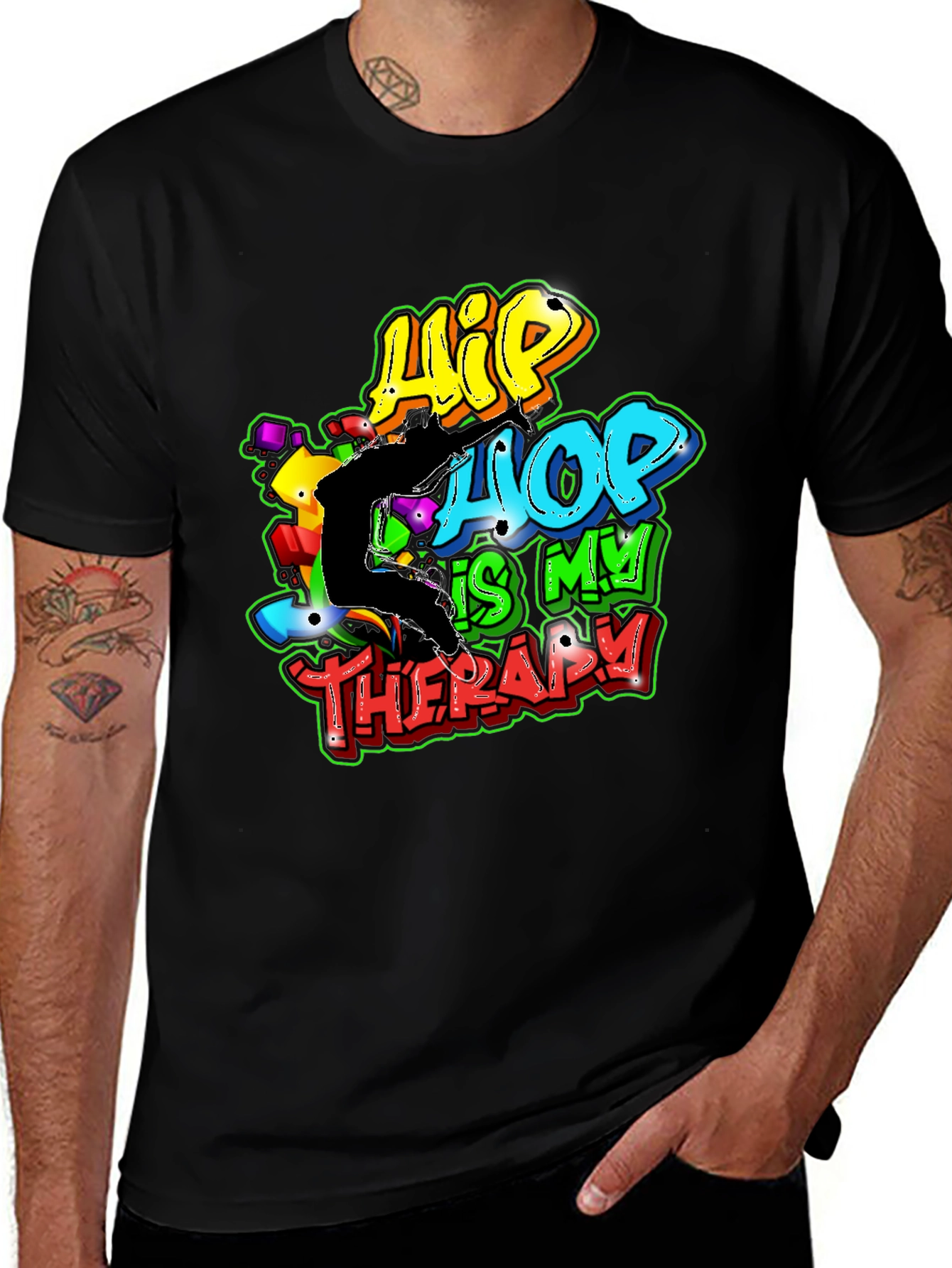 Hip Hop is My Therapy Black T-Shirt