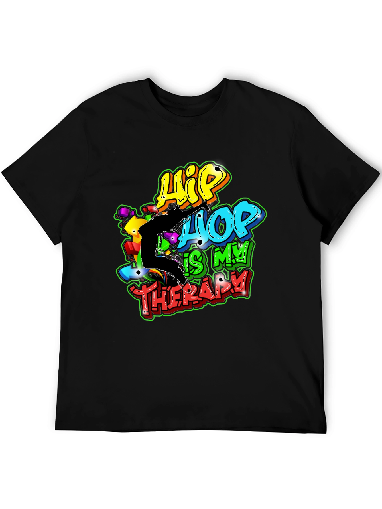 Hip Hop is My Therapy Black T-Shirt